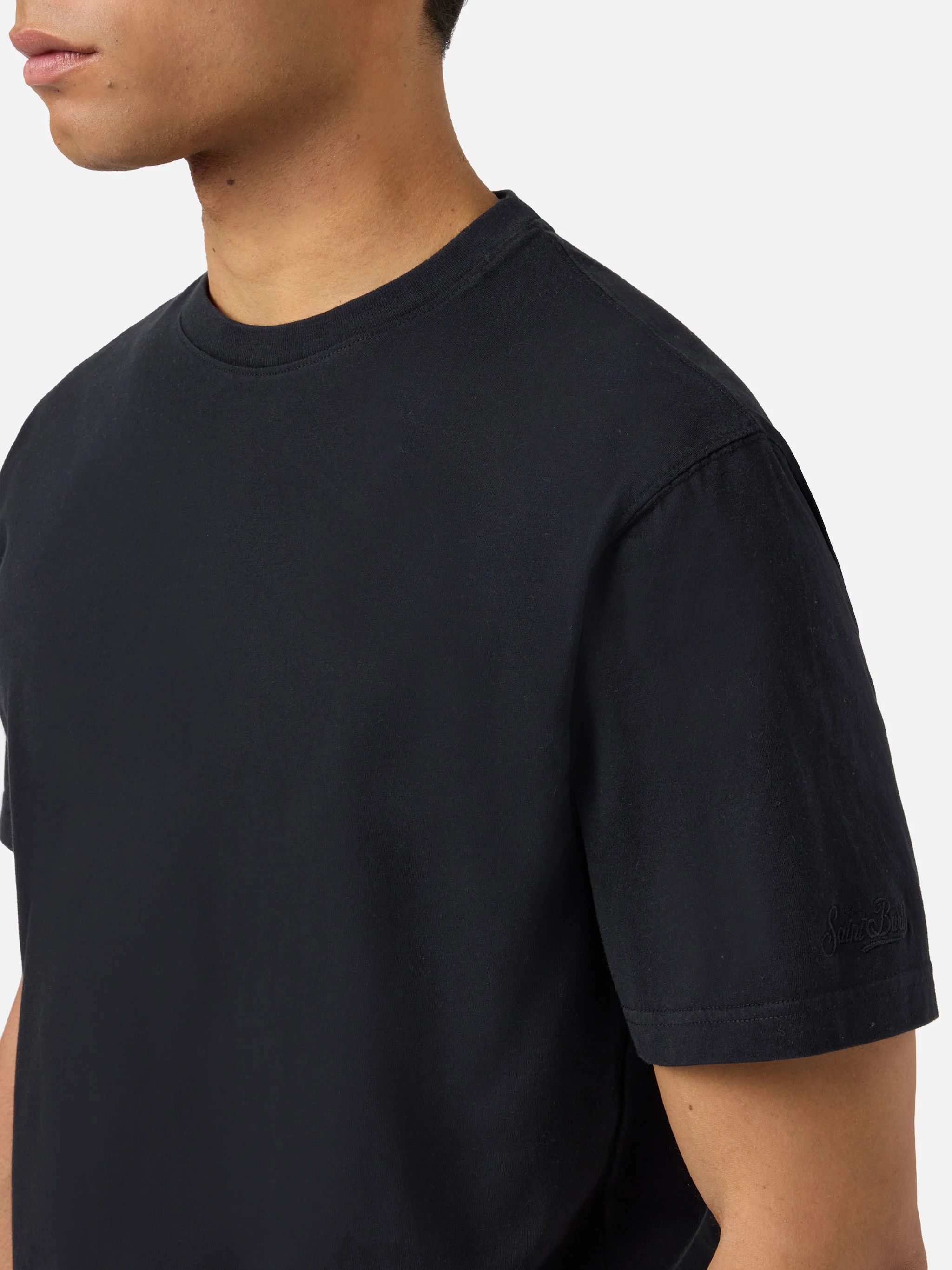 T-shirt Dover nera in cotone con ricamo logo - Image 3