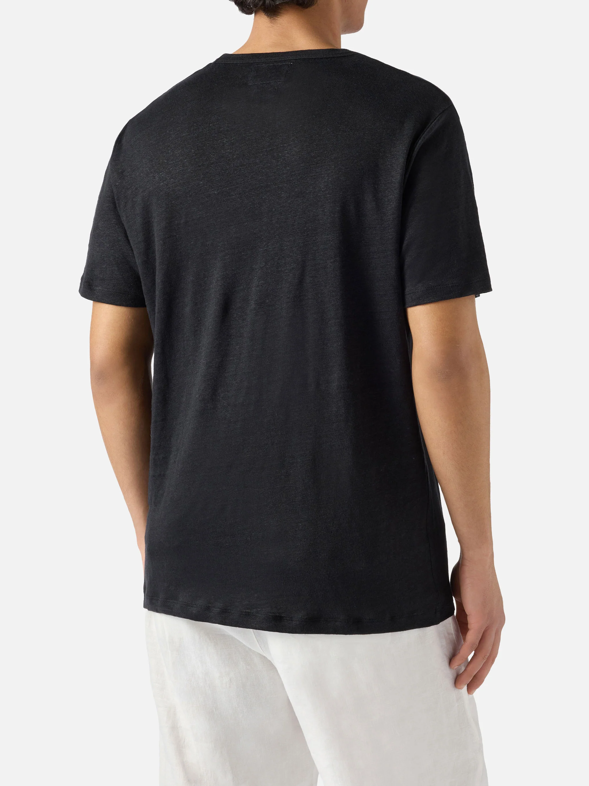 T-shirt Ecstasea in puro lino nero con logo ricamato - Image 4