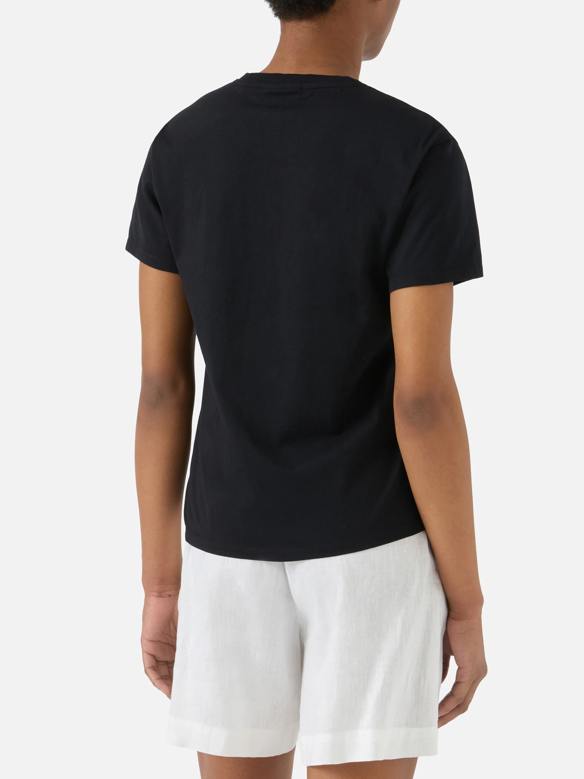 T-shirt Emilie nera con logo in strass - Image 3