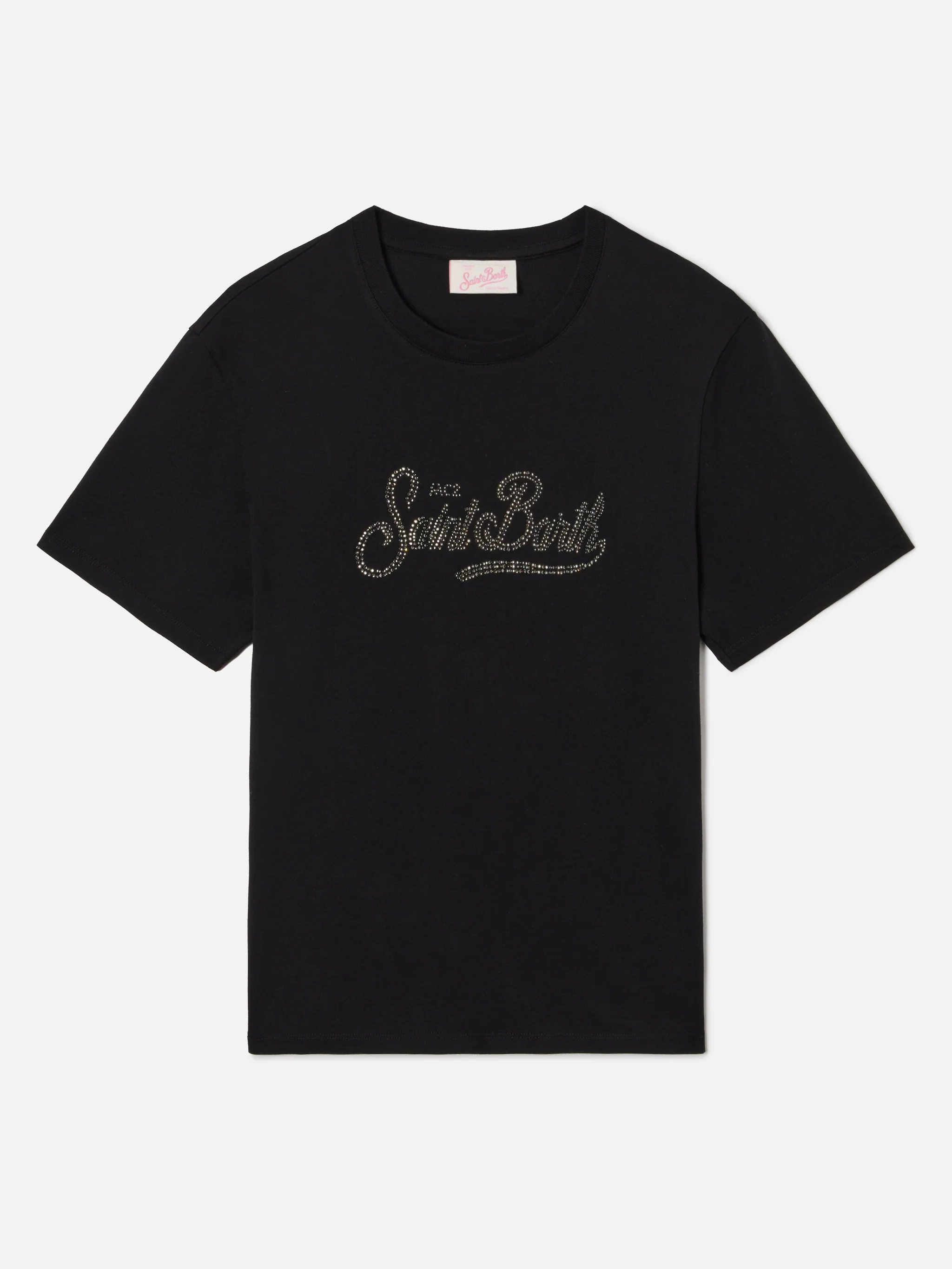 T-shirt Emilie nera con logo in strass - Image 4