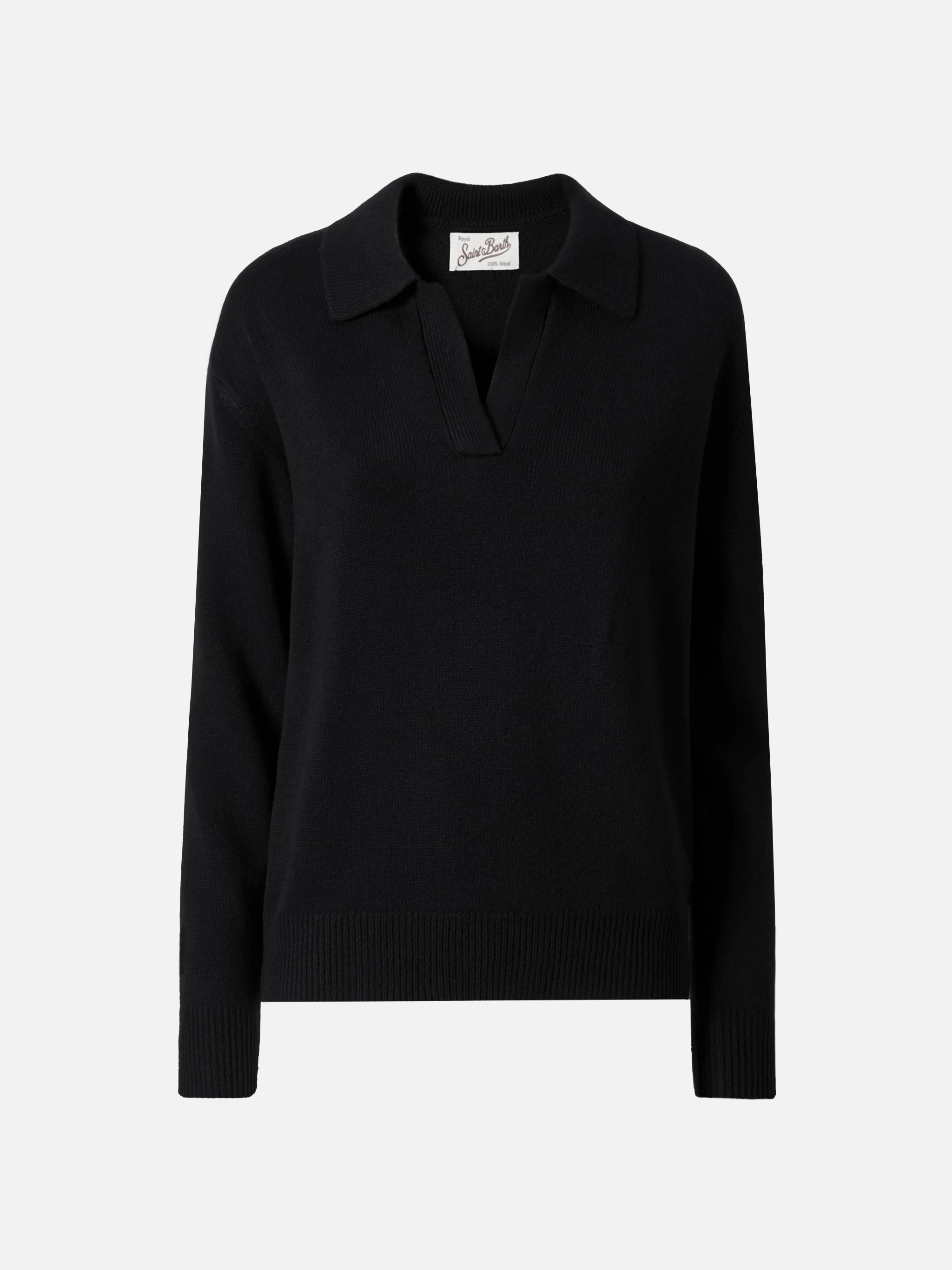 Maglione in lana Eze nero con collo a polo - Image 5