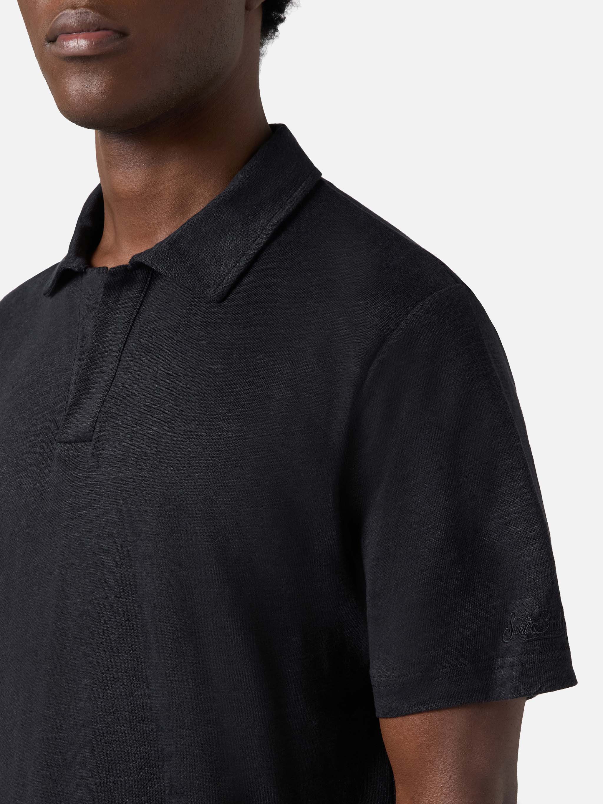 Polo Fraser in puro lino nero - Image 2