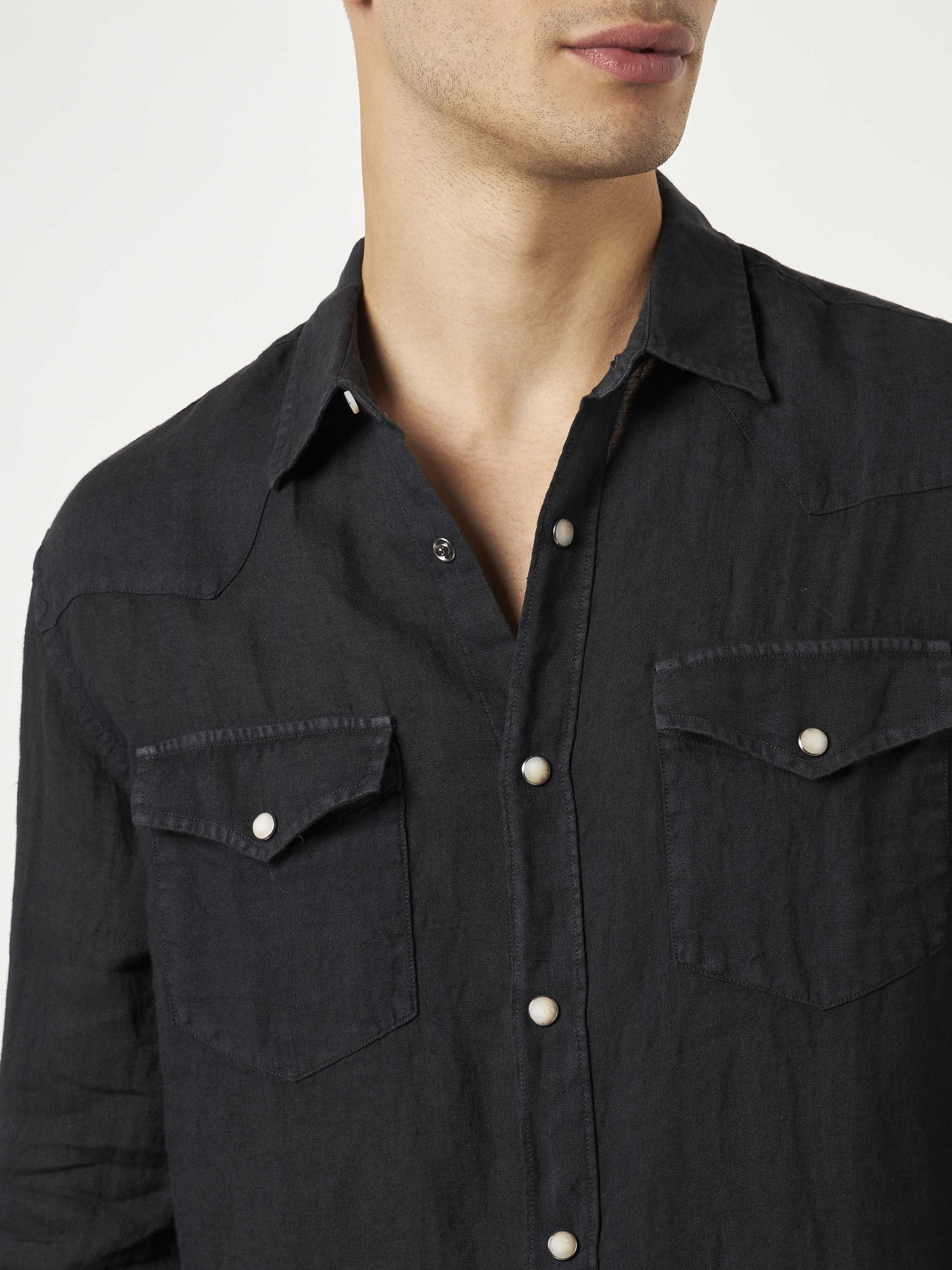 Camicia Greg in lino nera - Image 3