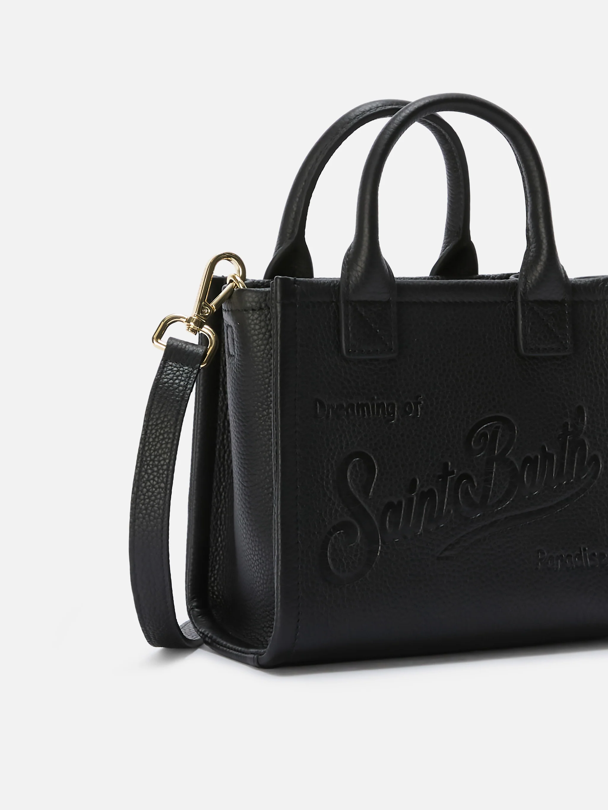 Borsa Vanity mini in pelle martellata nera - Image 2