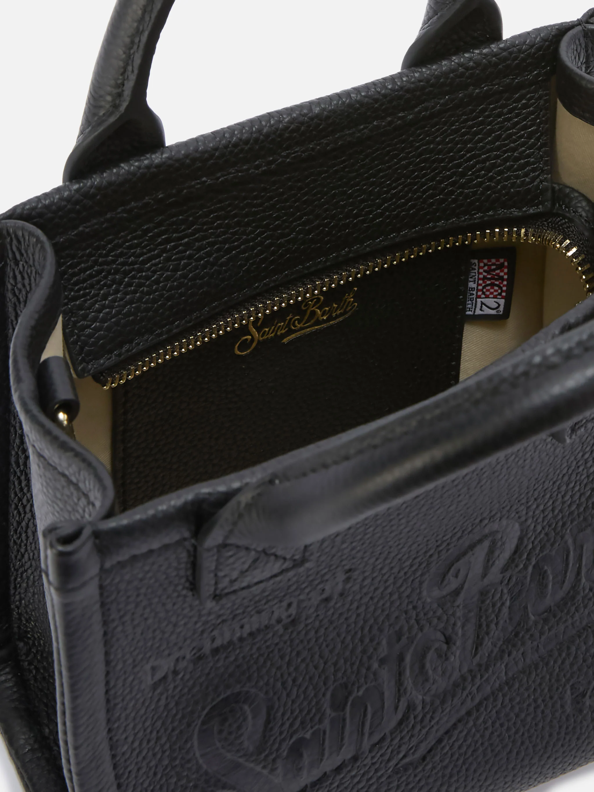 Borsa Vanity mini in pelle martellata nera - Image 4