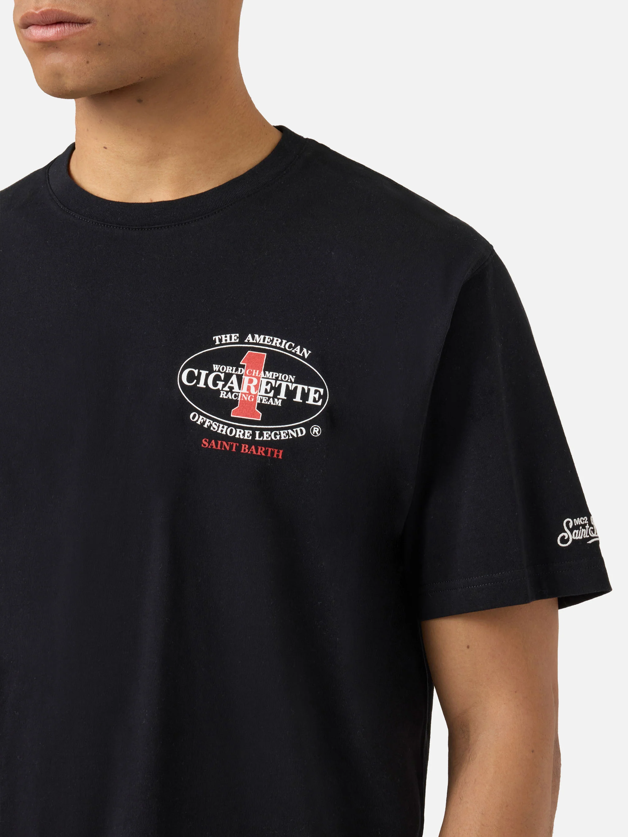 T-shirt Portland nera con stampa Cigarette Racing | Special Edition - Image 2