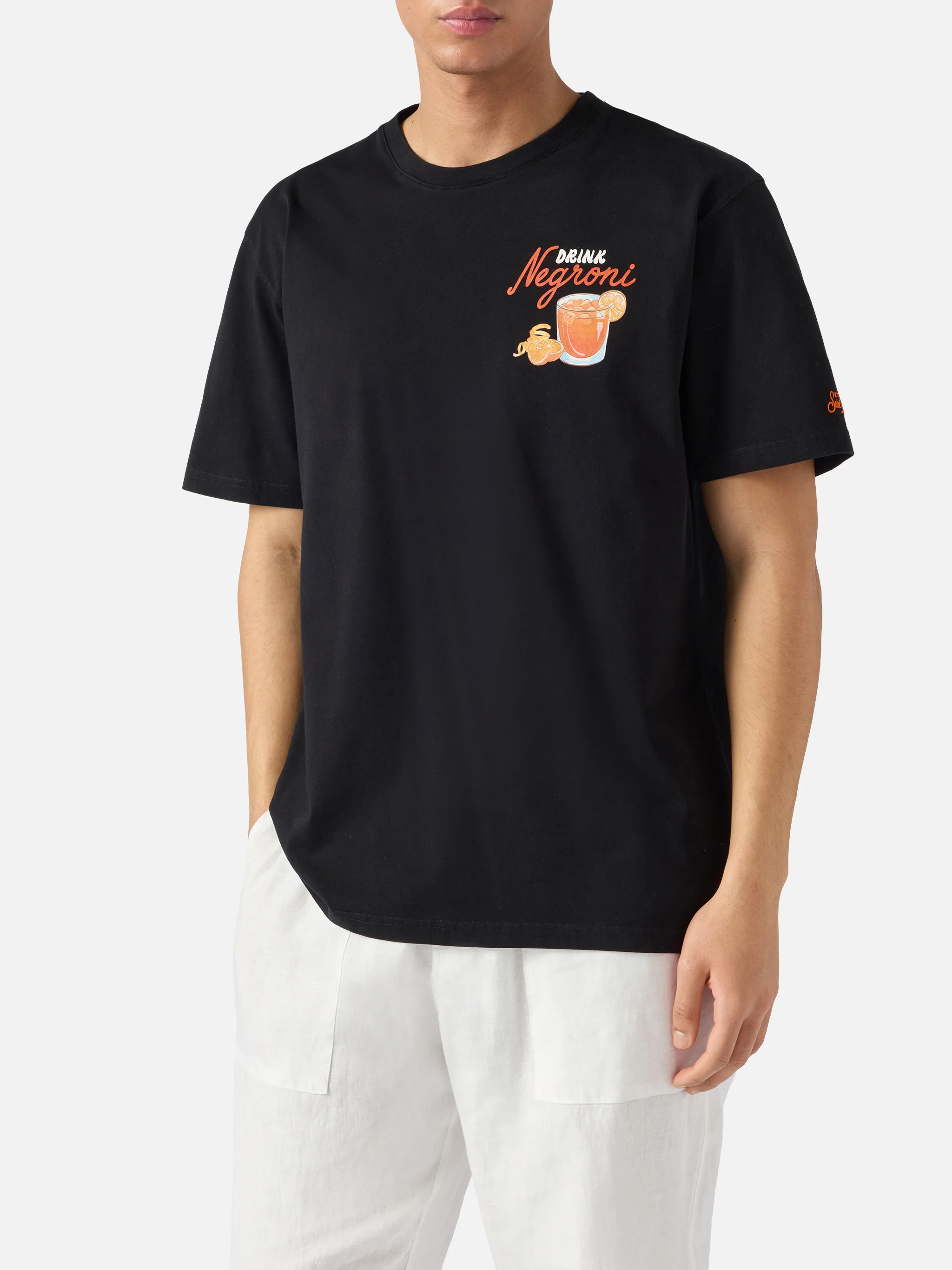 T-shirt Portland nera con illustrazione Negroni Drink - Image 3