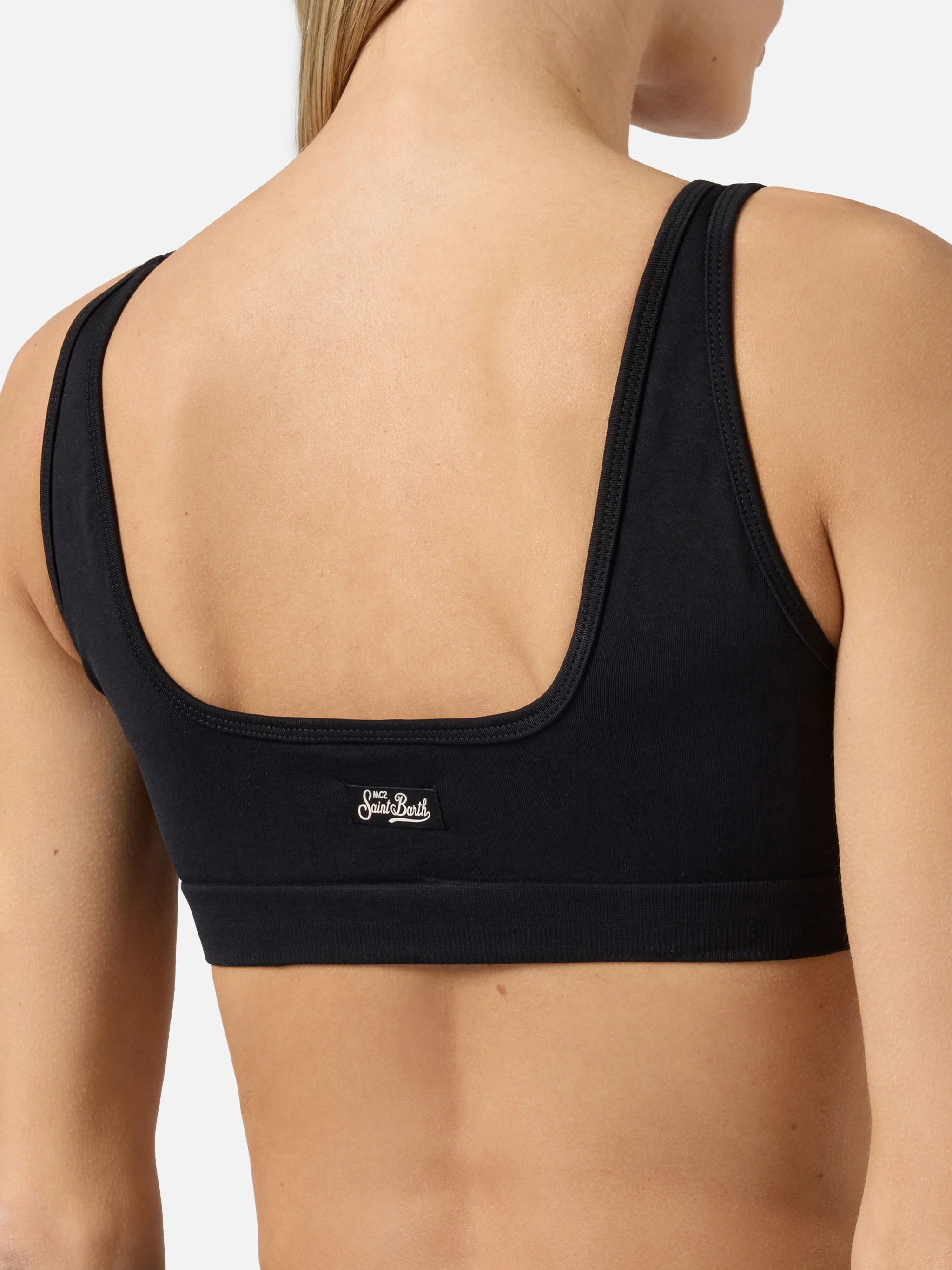 Top sportivo Fify nero in tessuto tecnico elasticizzato - Image 3