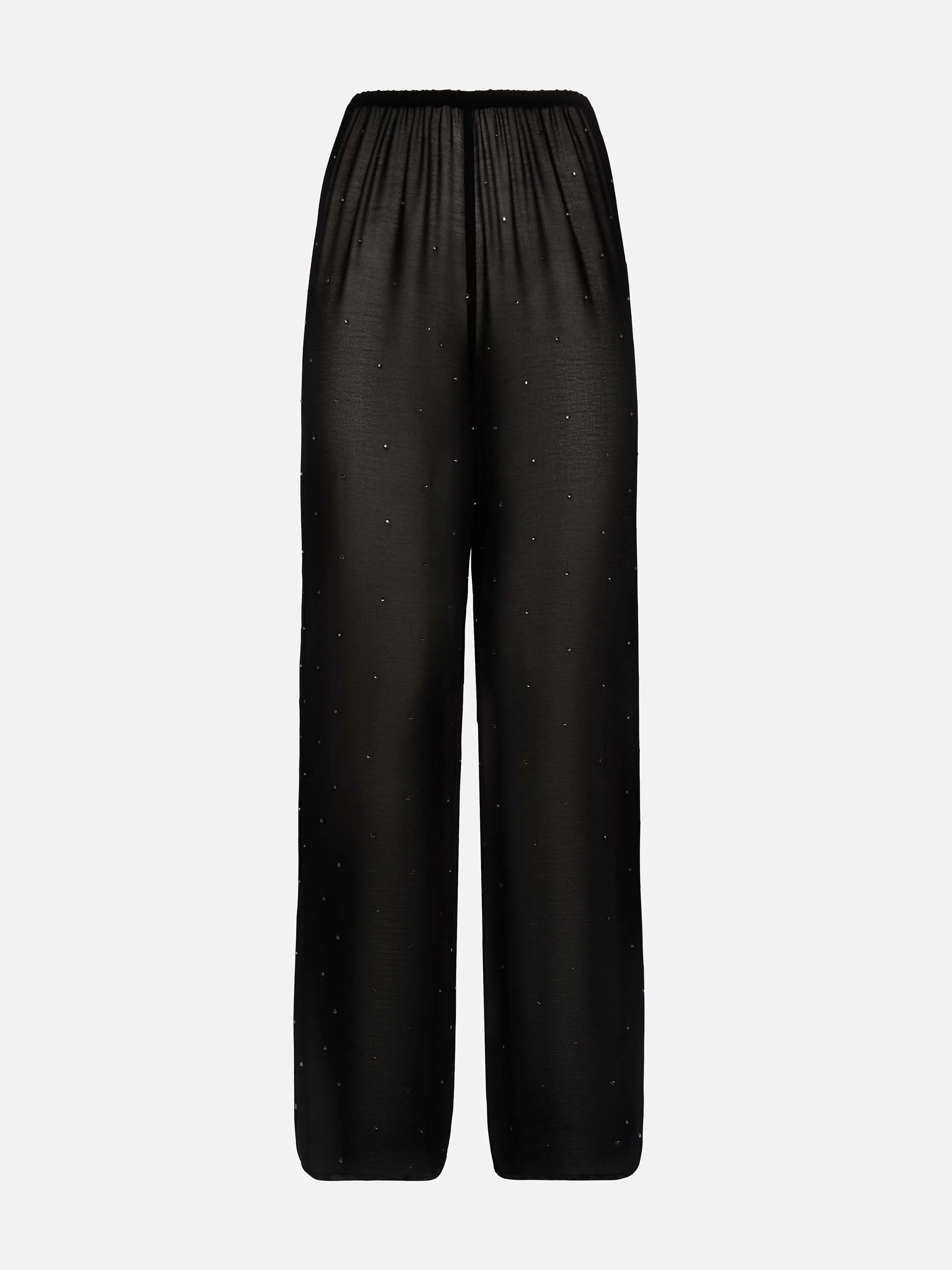 Pantaloni ampi Amalia in georgette nera con strass - Image 5