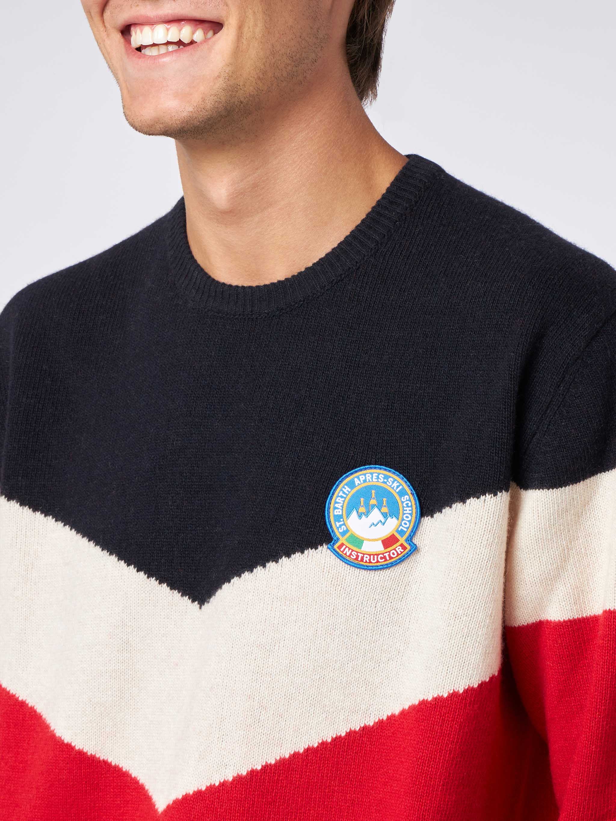 Maglione rosso e blu da uomo in misto cashmere - Image 2