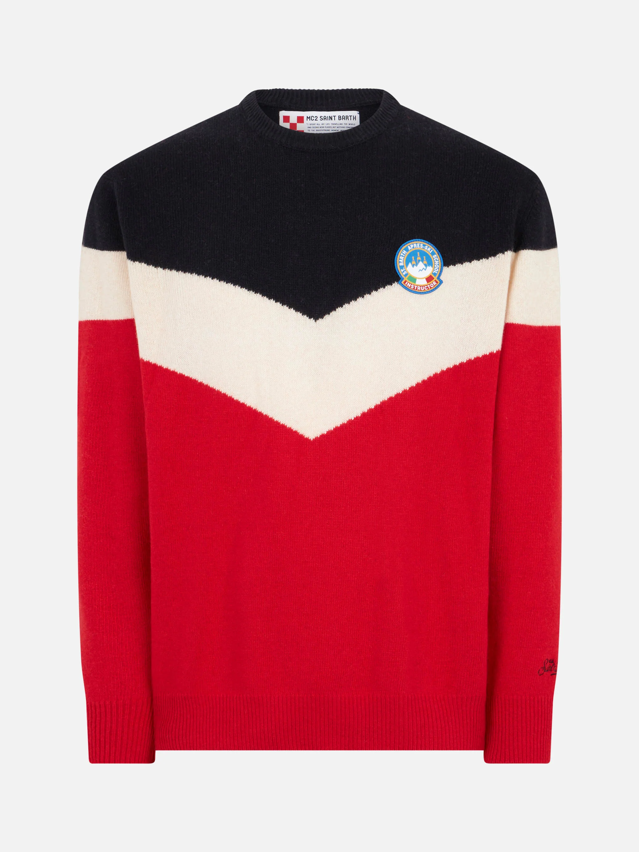Maglione rosso e blu da uomo in misto cashmere - Image 4