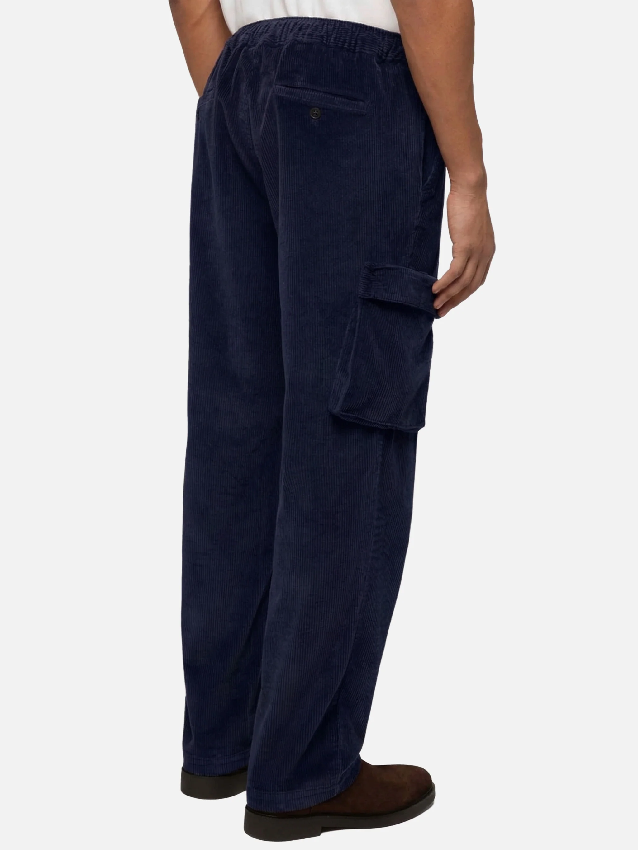 Pantaloni cargo blu navy in velluto a coste Goldeck - Image 3