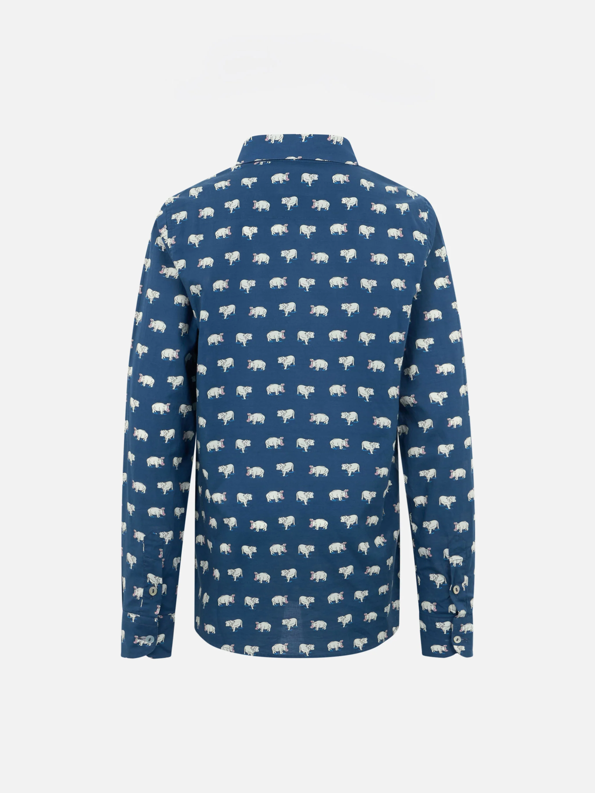 Camicia in mussola di cotone Blue Boy Sharouk con stampa micro ippopotamo - Image 2