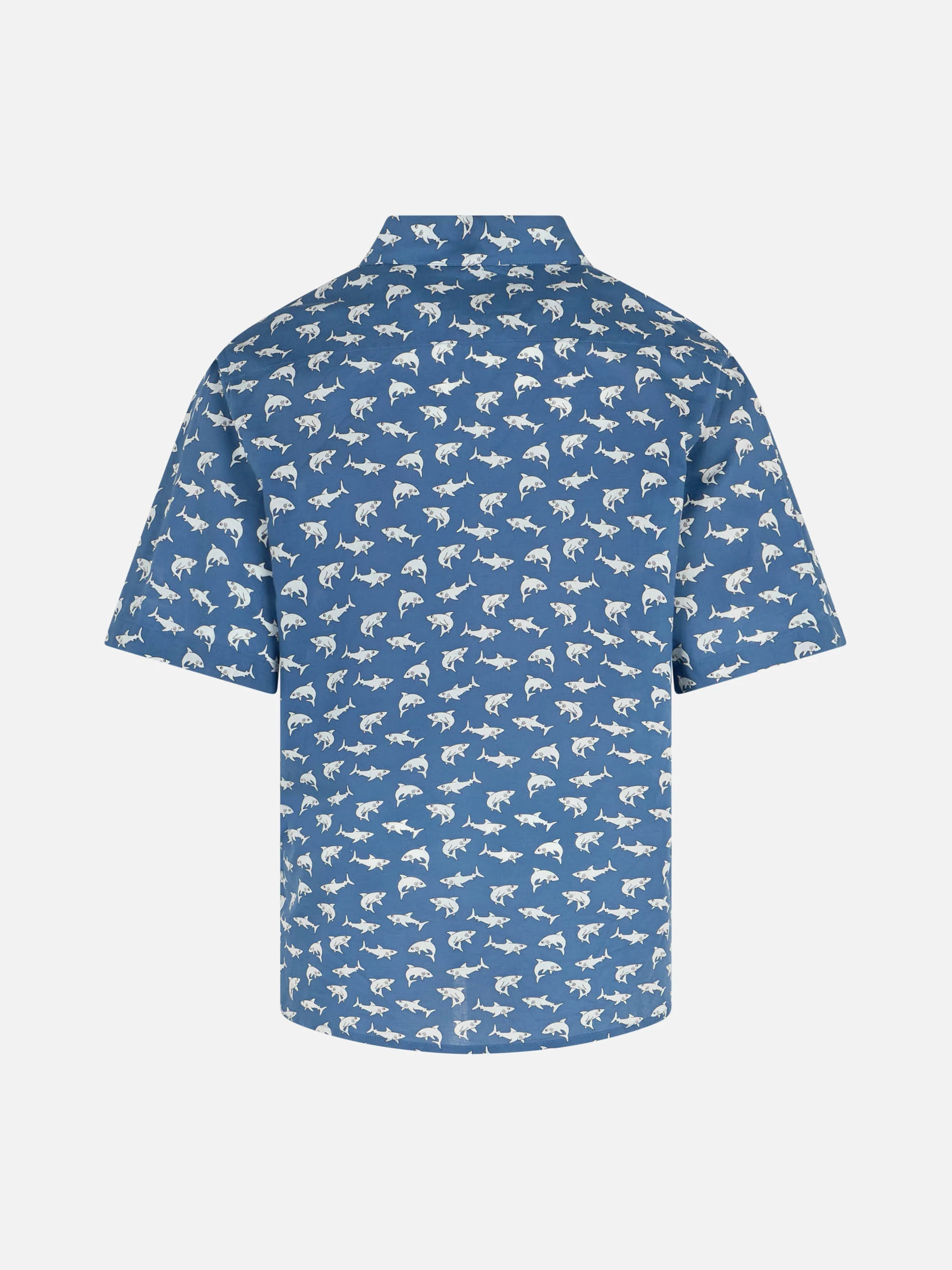 Camicia in mussola di cotone Blue Boy Sharouk con stampa squalo - Image 2