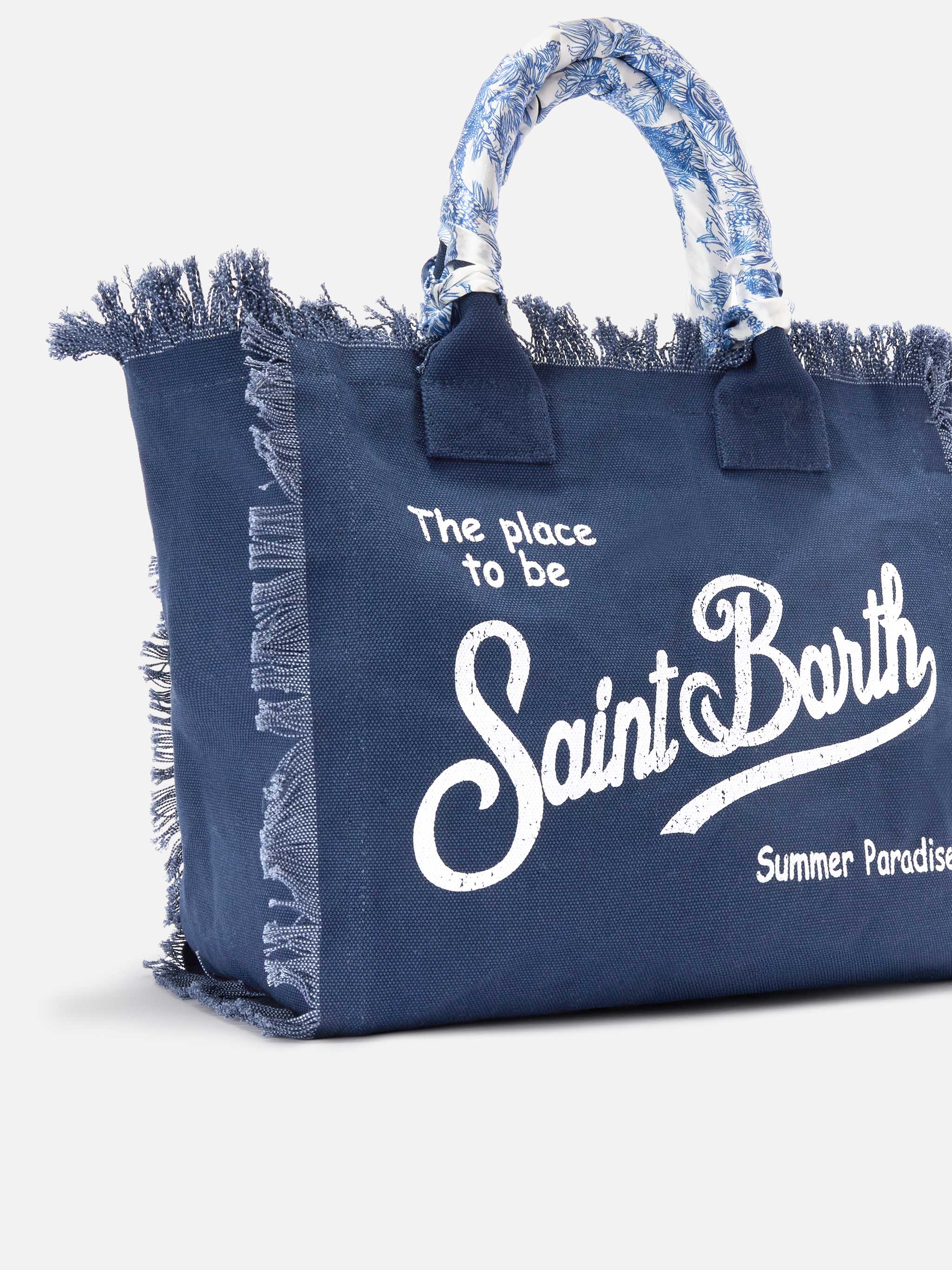 Borsa Vanity regular in canvas blu con twill removibile - Image 3
