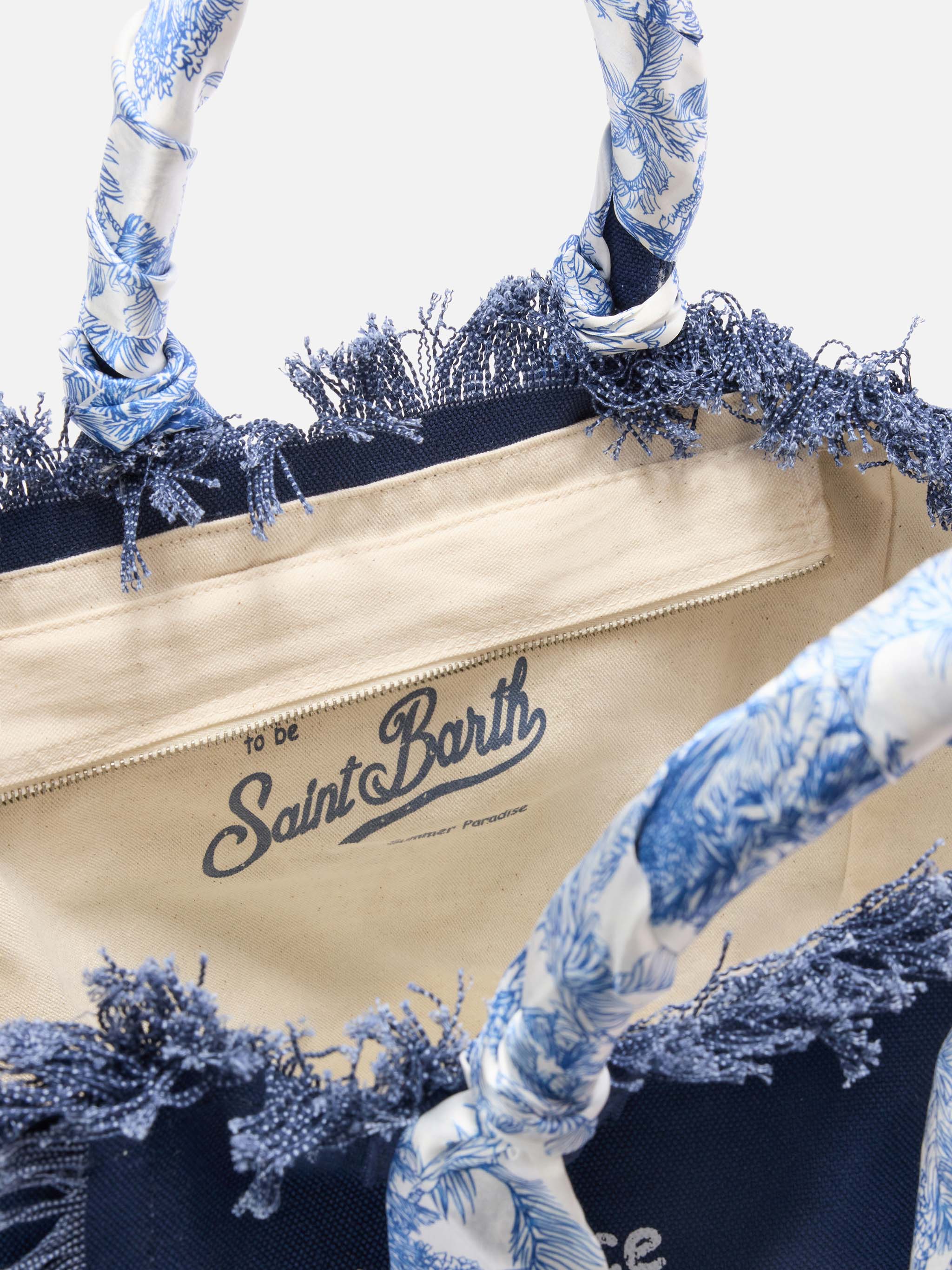 Borsa Vanity regular in canvas blu con twill removibile - Image 4