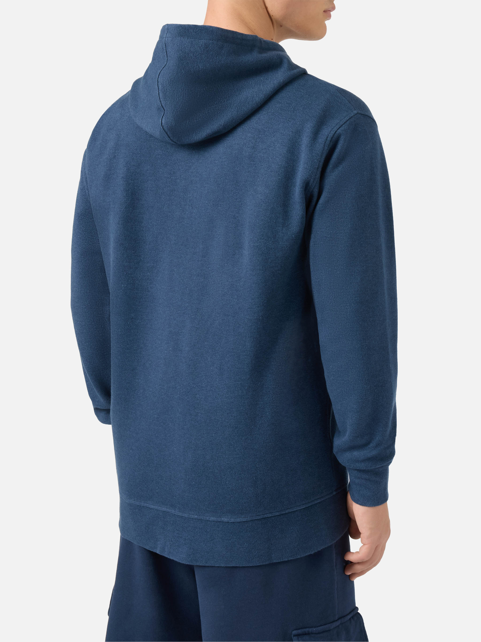 Felpa con cappuccio Barrett in cotone blu con zip frontale - Image 3