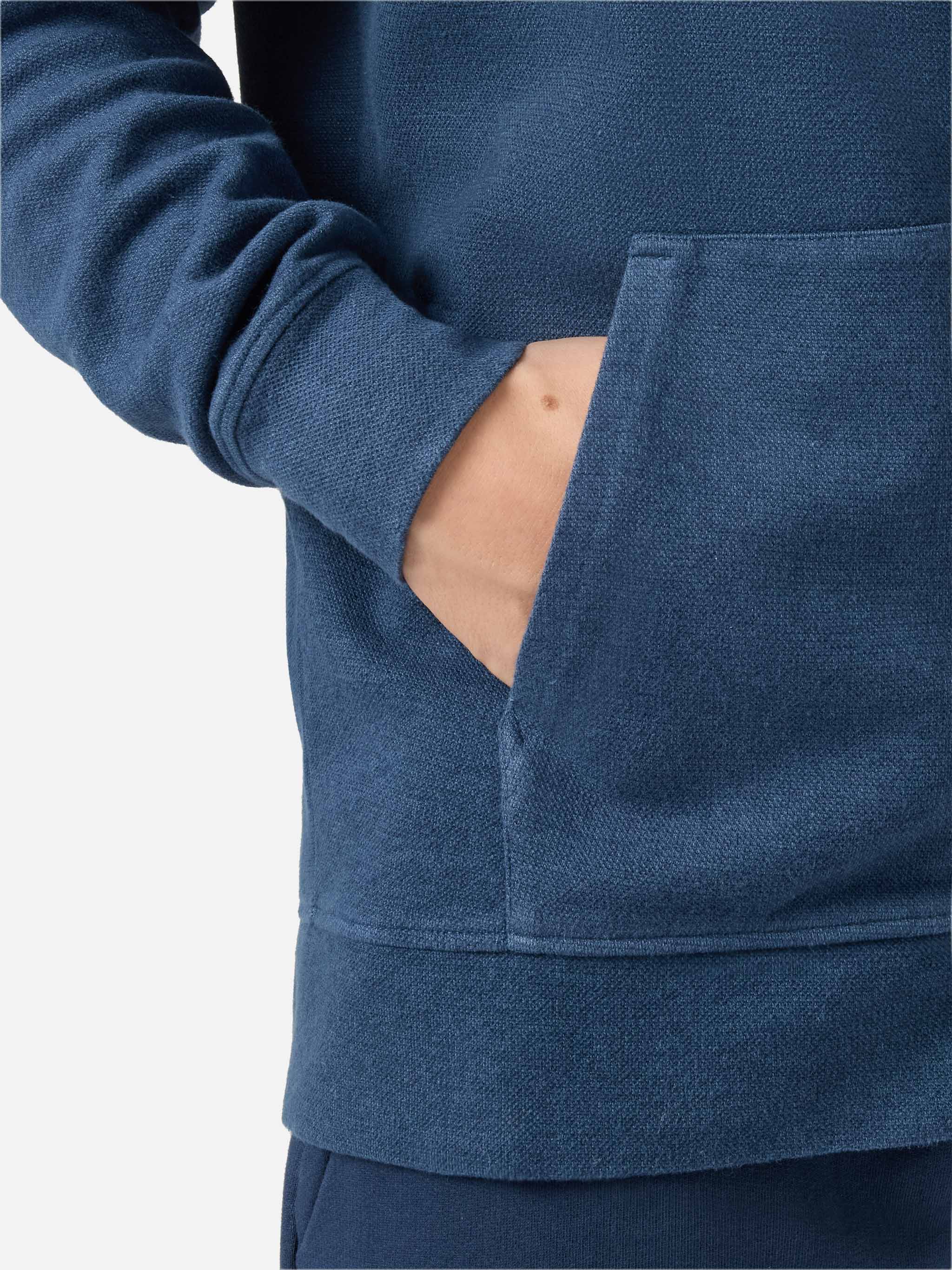 Felpa con cappuccio Barrett in cotone blu con zip frontale - Image 4