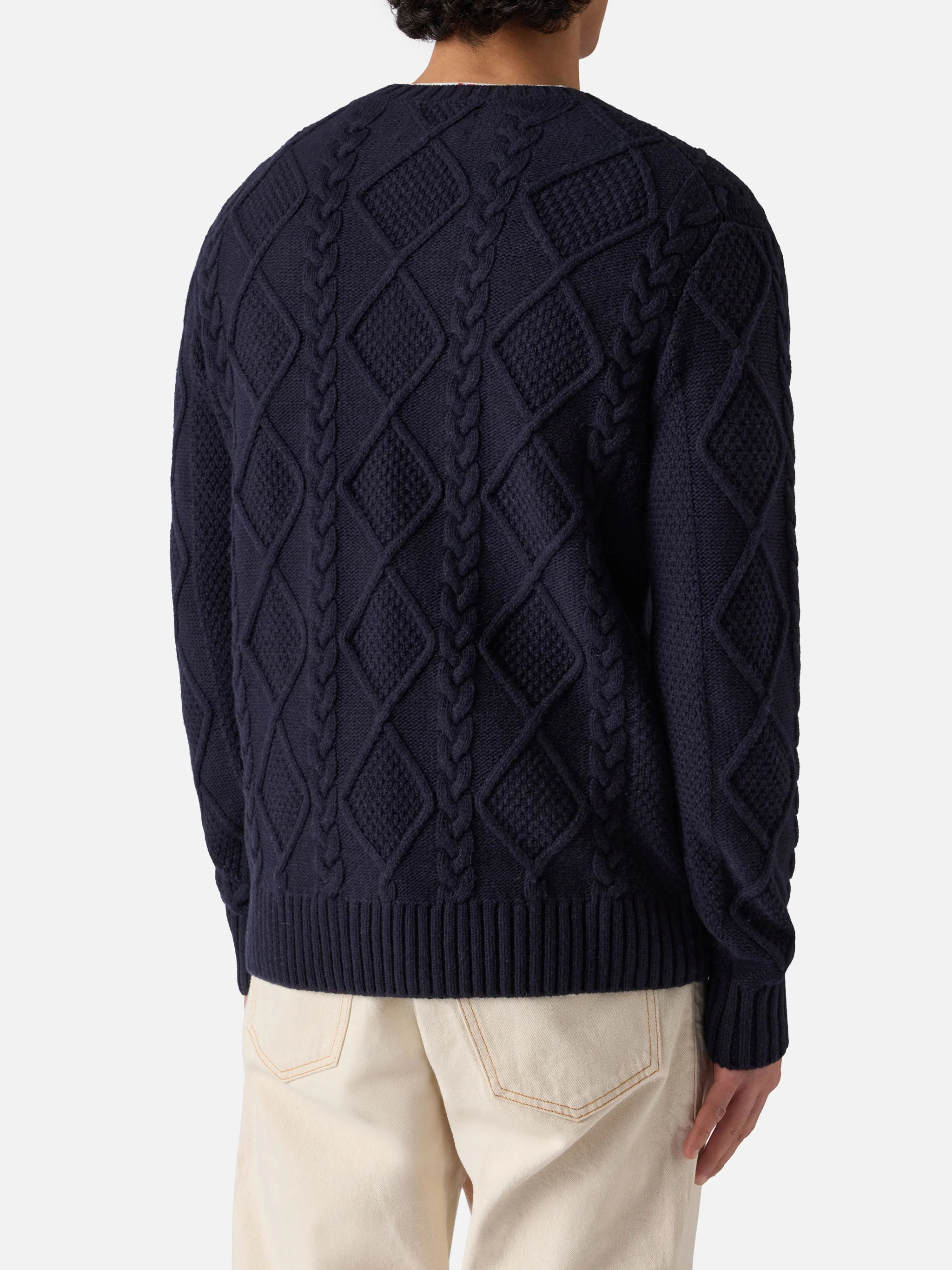 Maglione blu a girocollo Bergen Tricot con ricamo Cortina Natale '83 - Image 3