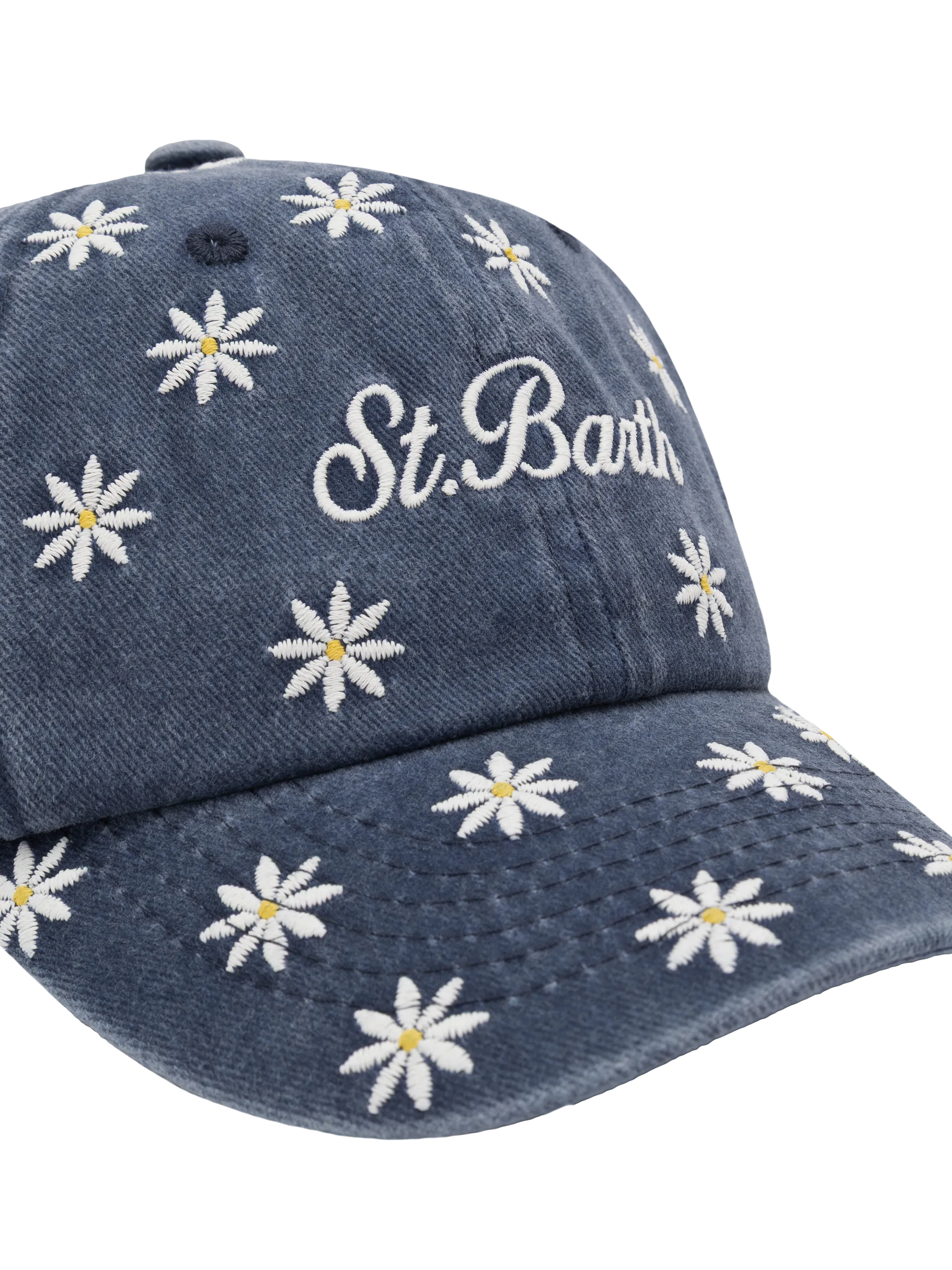 Cappellino Davis  Jr in denim blu con ricamo margherite - Image 2