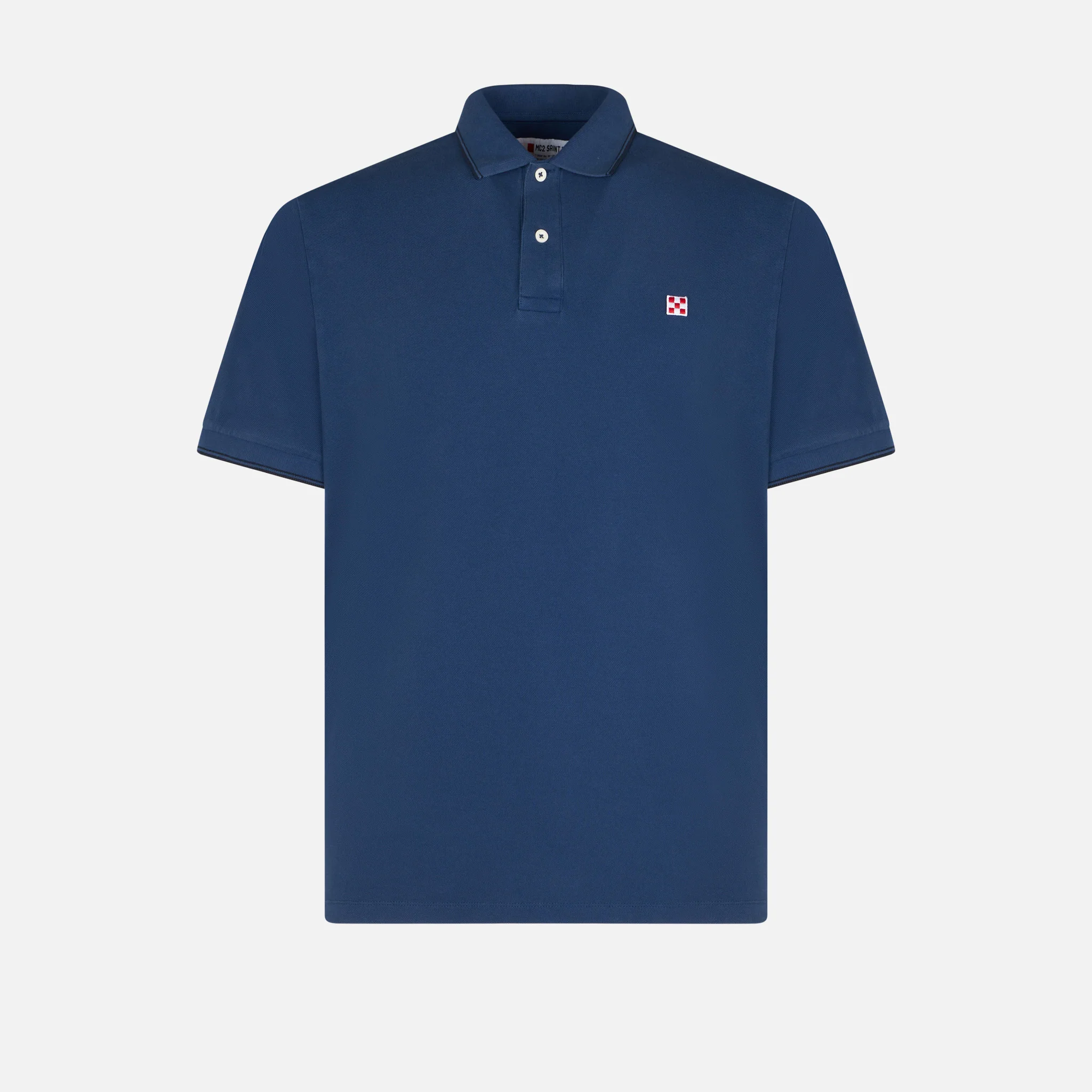 Polo in denim piquet blu con logo St. Barth - Image 4
