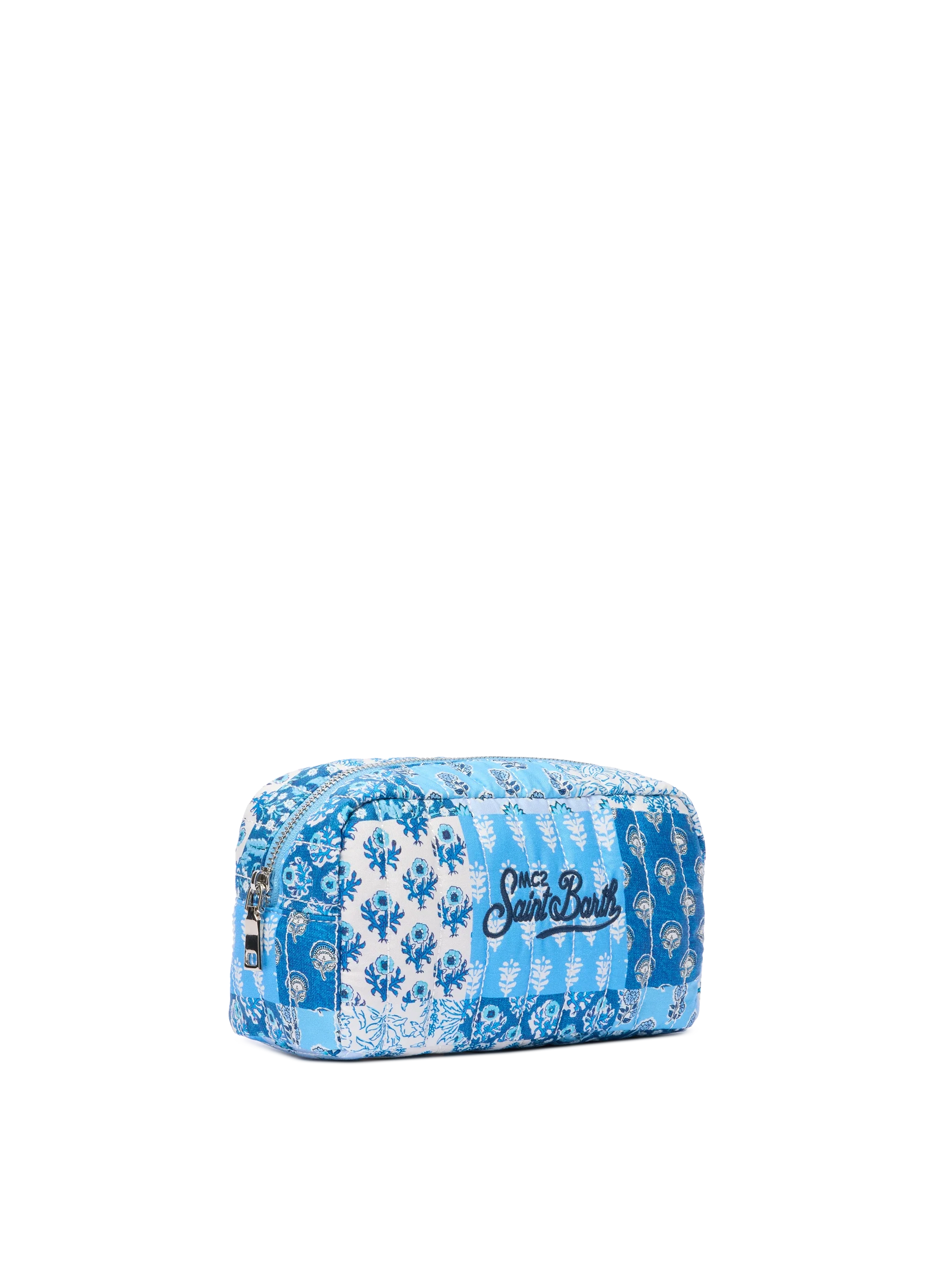 Soft Pouch trapuntata con fiori blu - Image 2