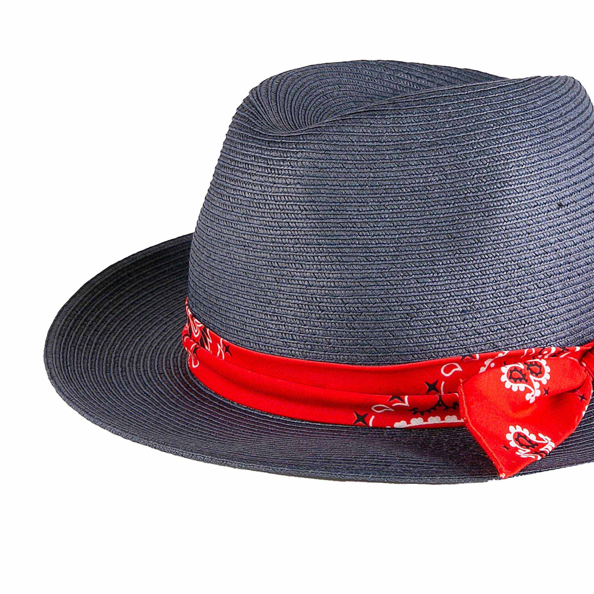 Cappello in fibra di carta blue jeans con fascia stampa bandana - Image 2