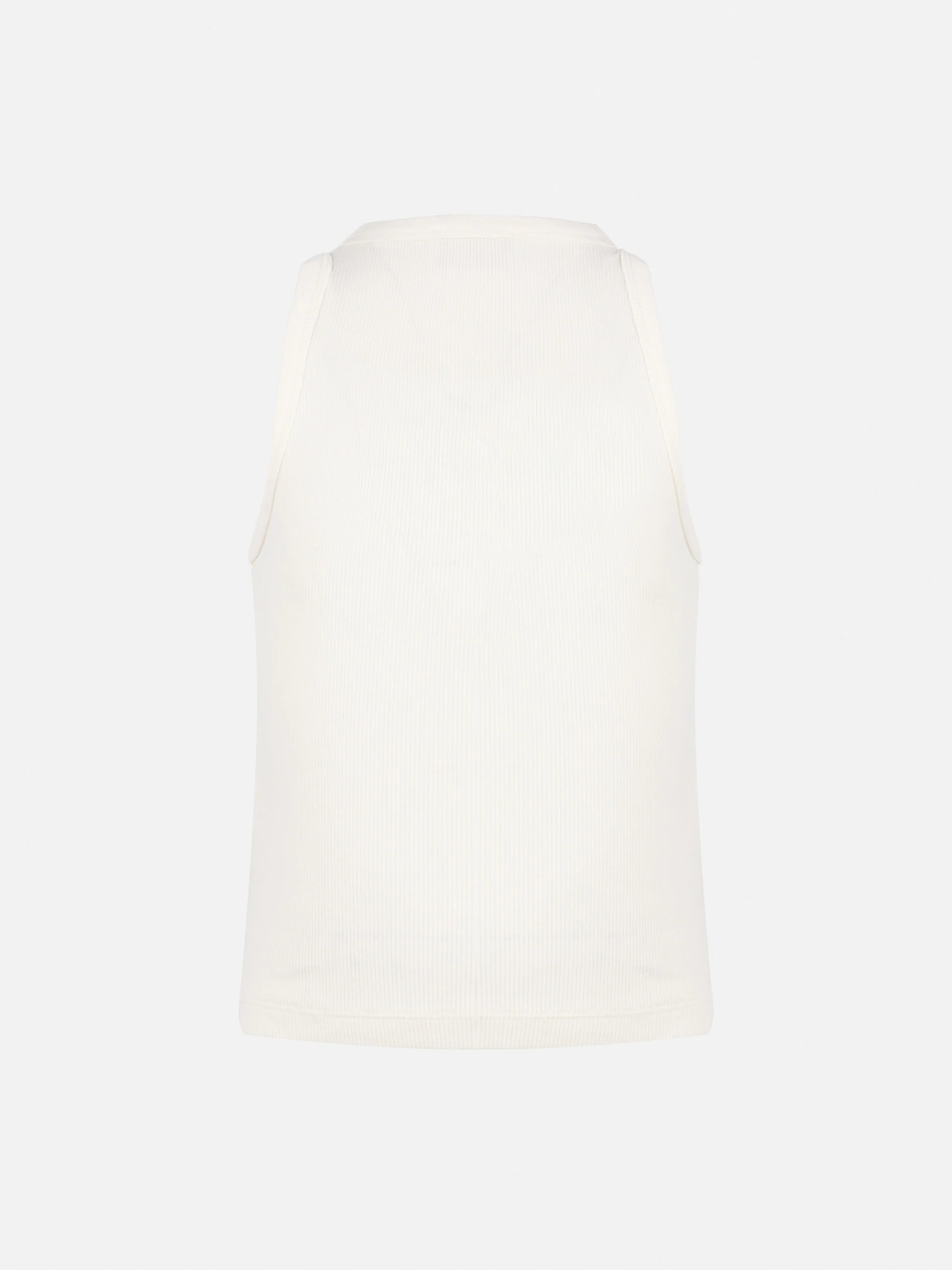 Top corto Blue Jr in maglia a coste bianco panna con ricamo - Image 2