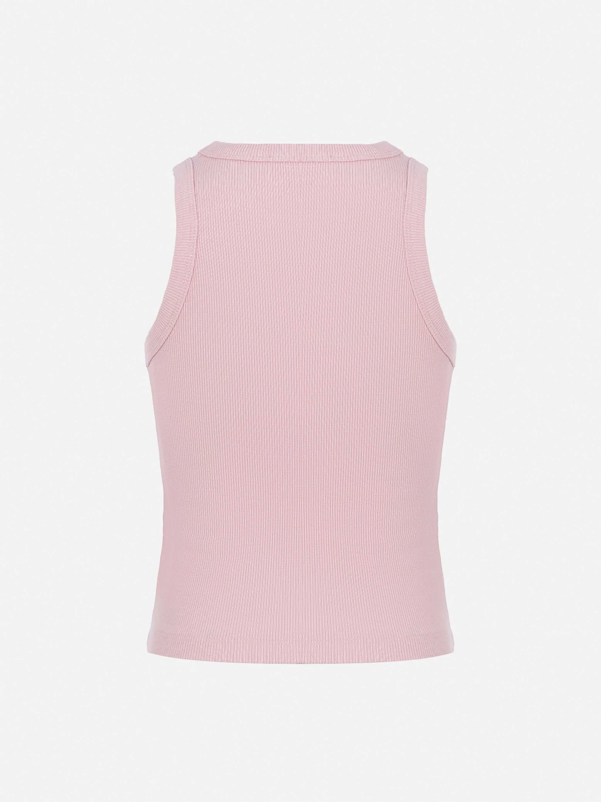 Top corto Blue Jr in maglia a coste rosa con ricamo - Image 3