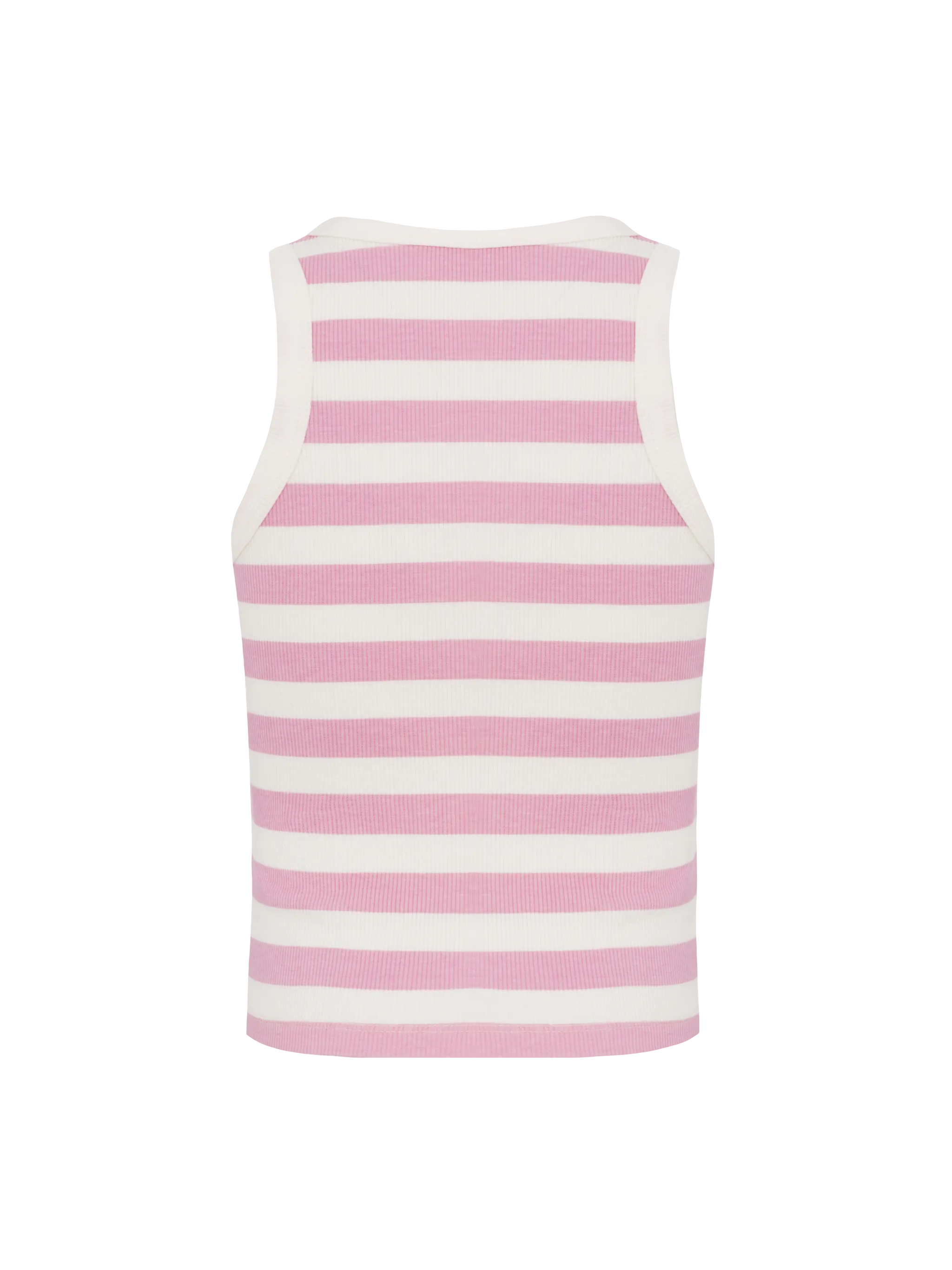 Top corto Blue Jr in maglia a coste a righe rosa con ricamo - Image 2
