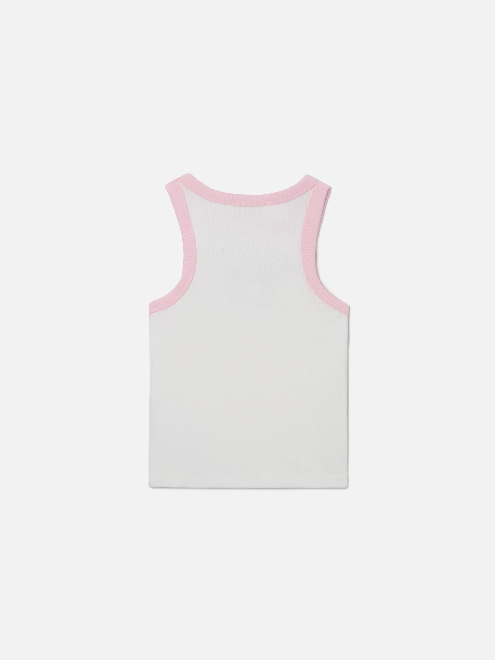 Top Blue Jr bianco con logo ricamato e profili rosa - Image 3