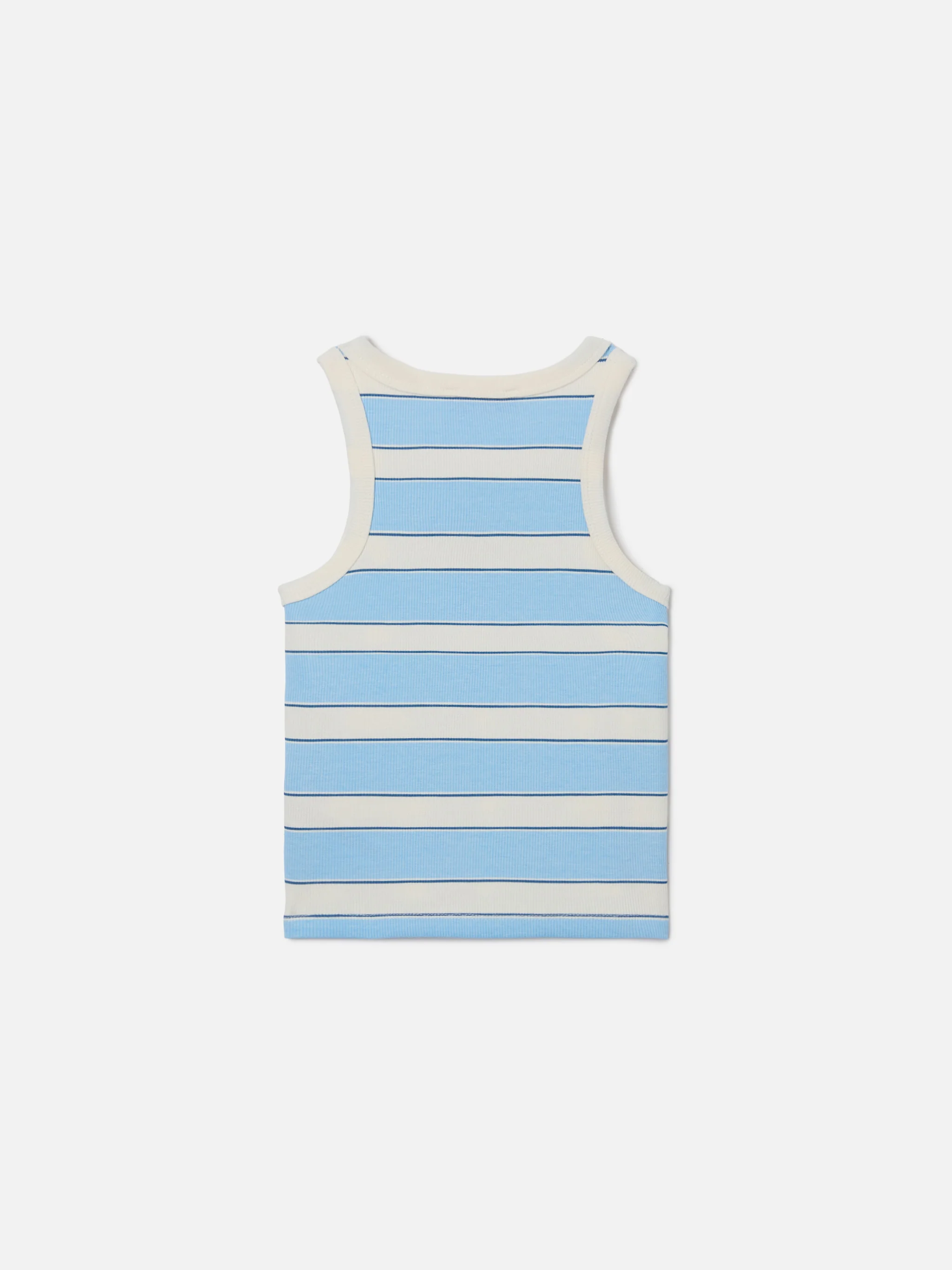 Top Blue Jr a righe azzurre e panna con logo ricamato - Image 3