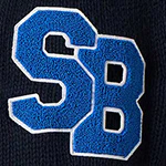 Bomber in maglia blu stile college - Image 3
