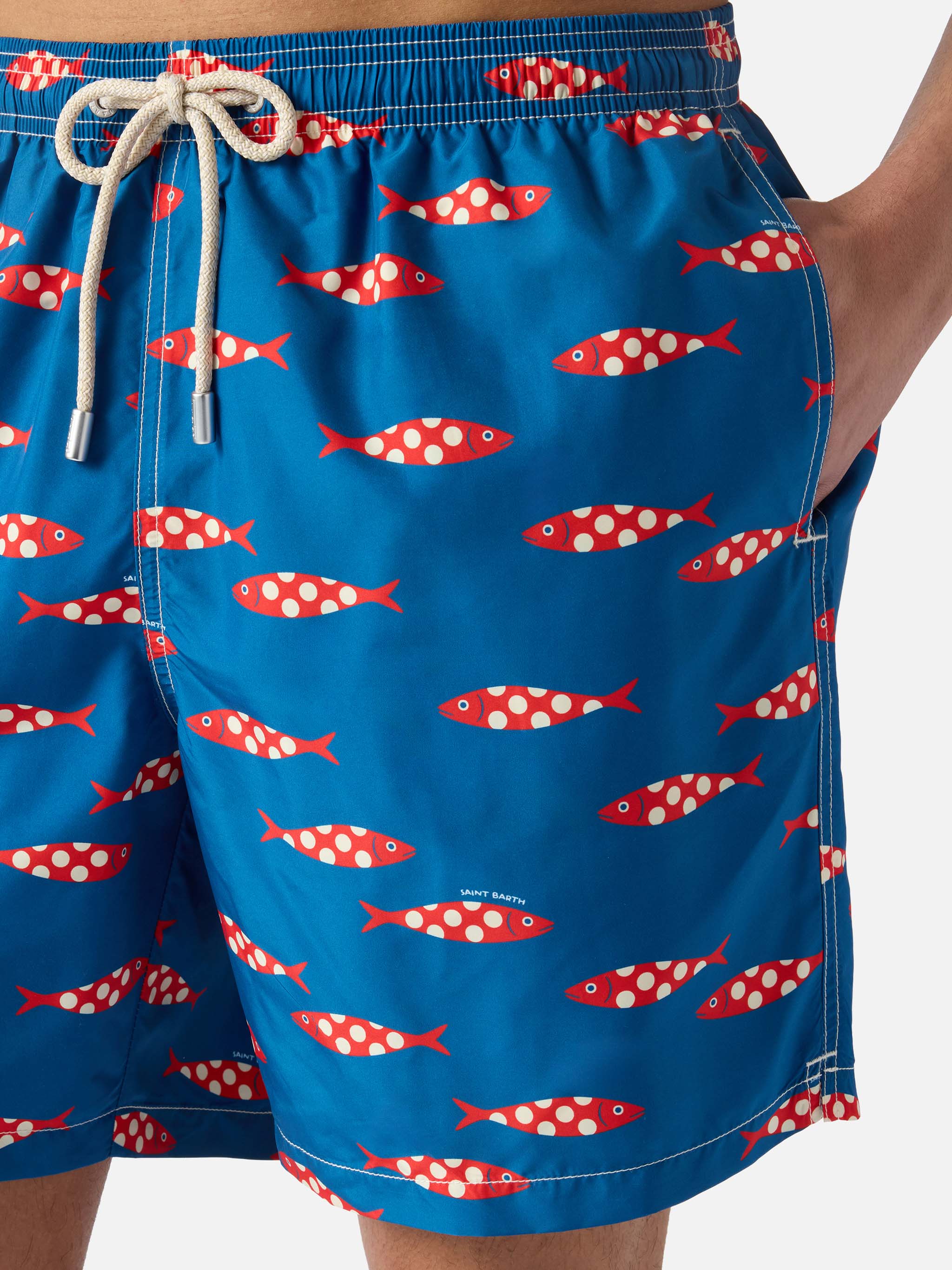 Costume mare Lighting blu con stampa sardine all-over - Image 4