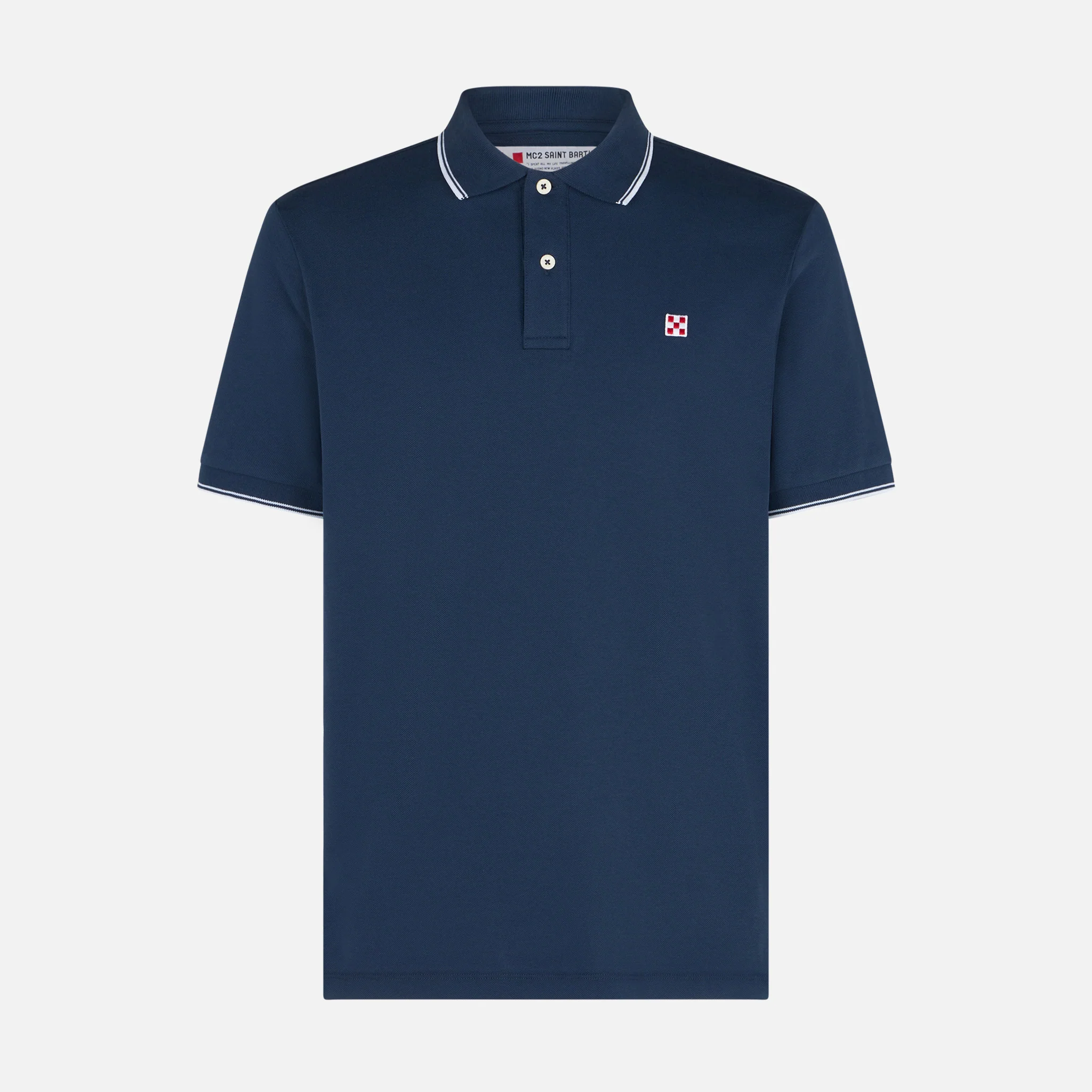 Polo piquet blu navy con logo St. Barth - Image 4