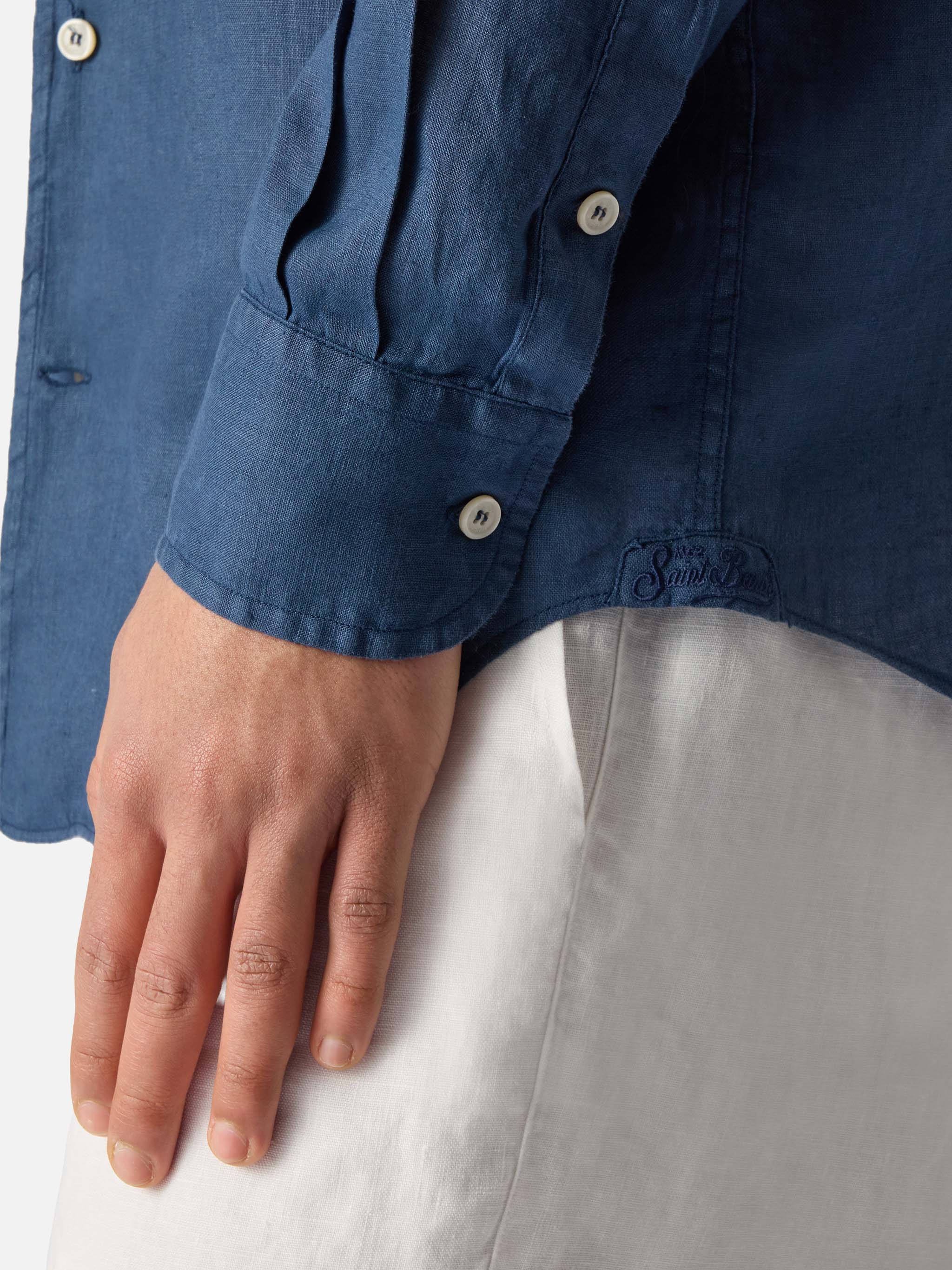 Camicia Raphael in puro lino blu navy - Image 2