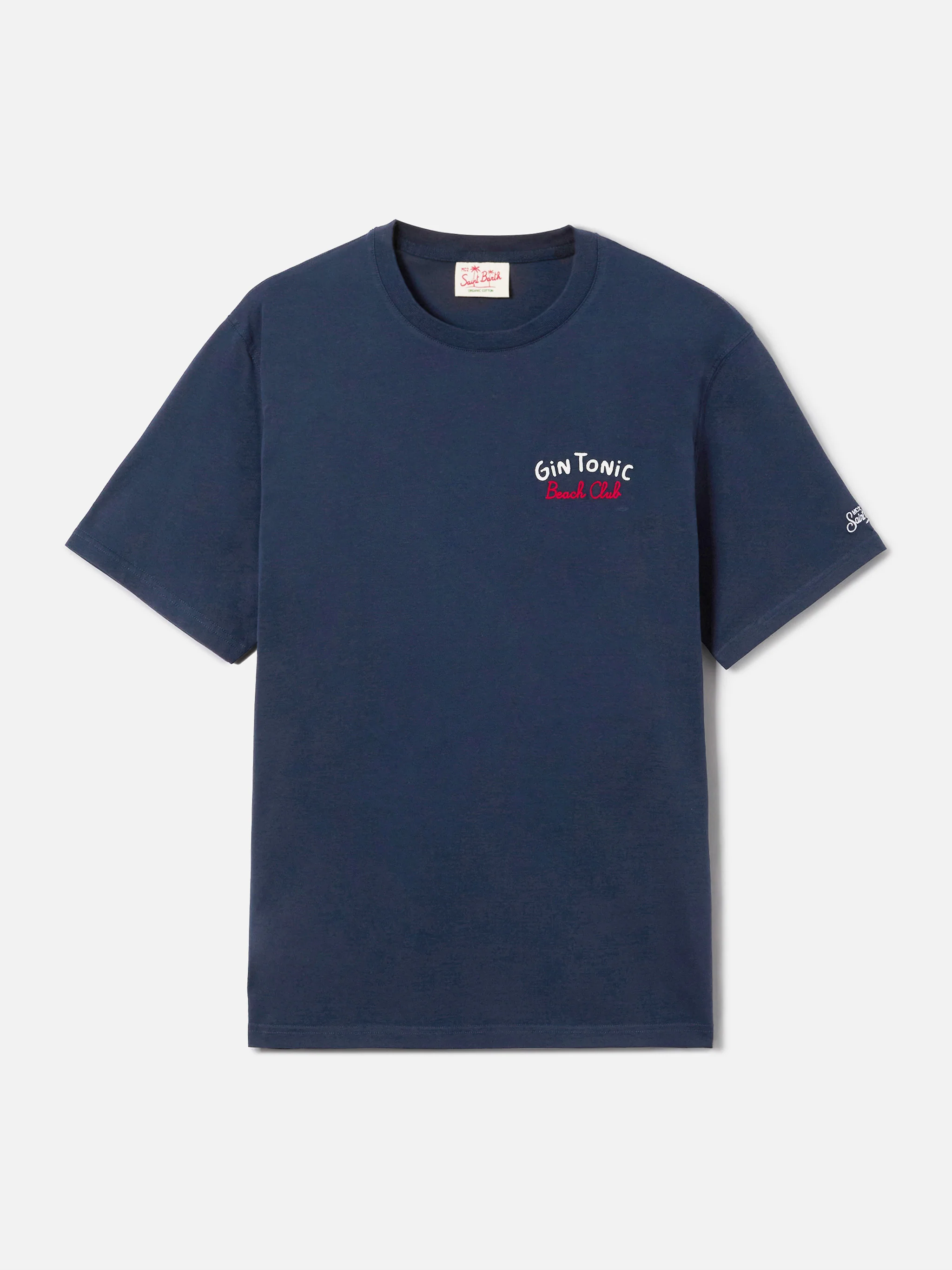 T-shirt Portland blu con ricamo Gin Tonic Beach Club fronte e retro - Image 5