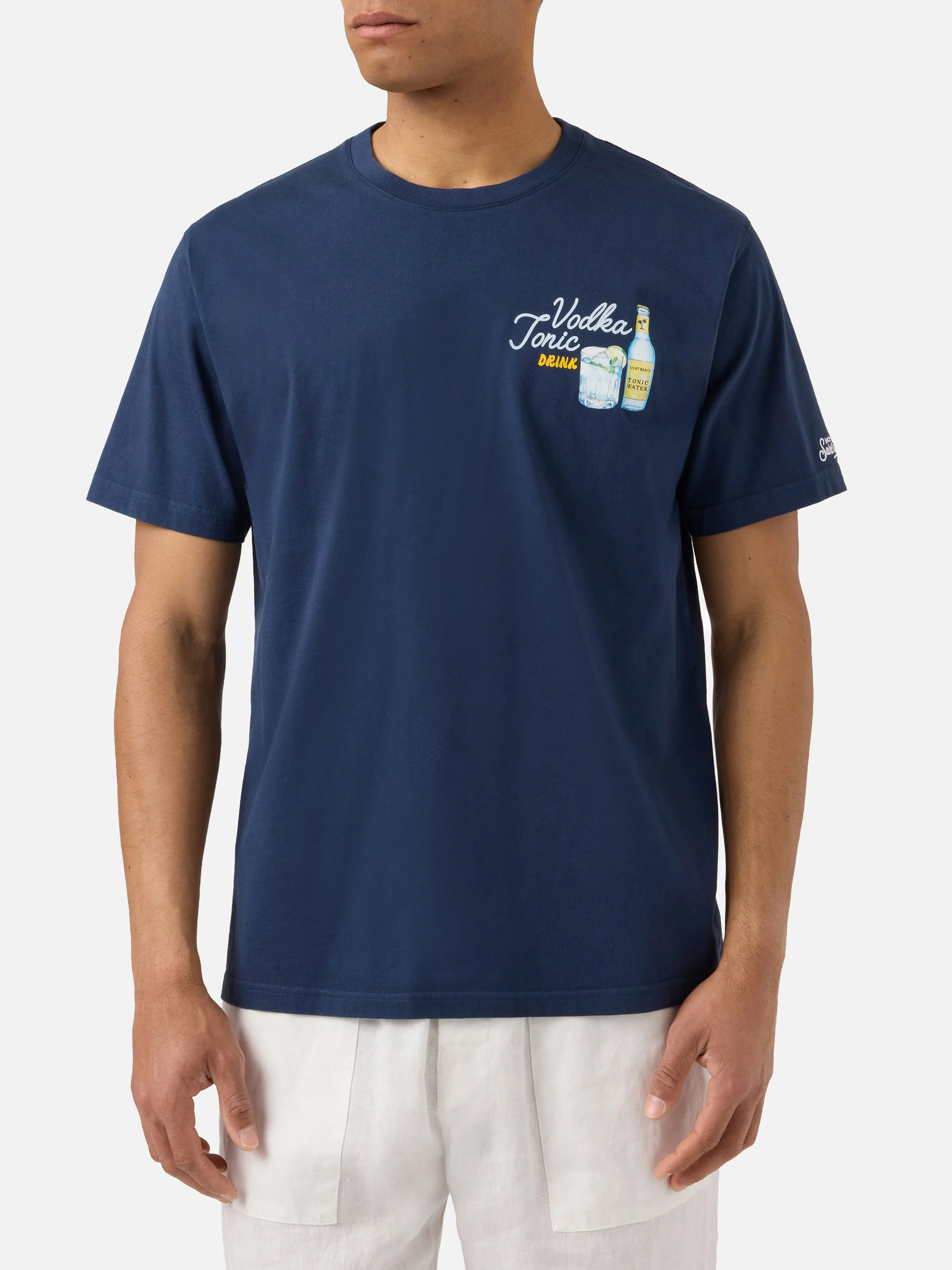 T-shirt Portland blu con illustrazione Vodka Tonic Drink - Image 3