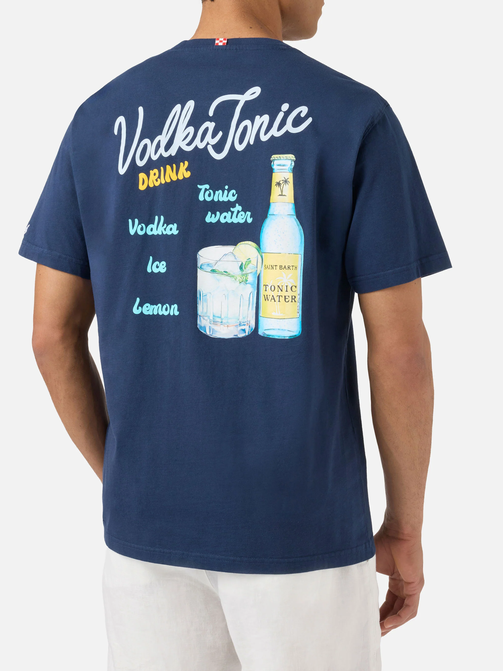 T-shirt Portland blu con illustrazione Vodka Tonic Drink - Image 4