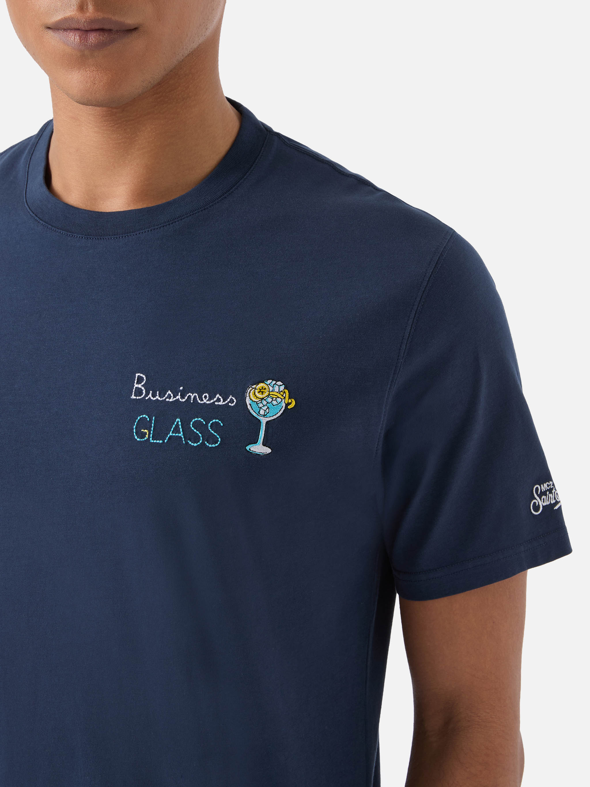 T-shirt Portofino blu con ricamo Business Glass - Image 2