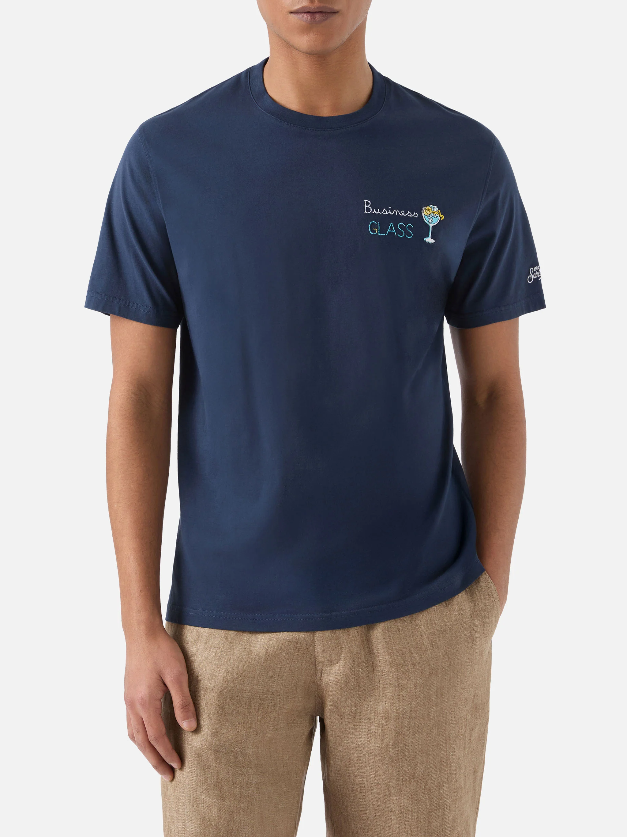 T-shirt Portofino blu con ricamo Business Glass - Image 3