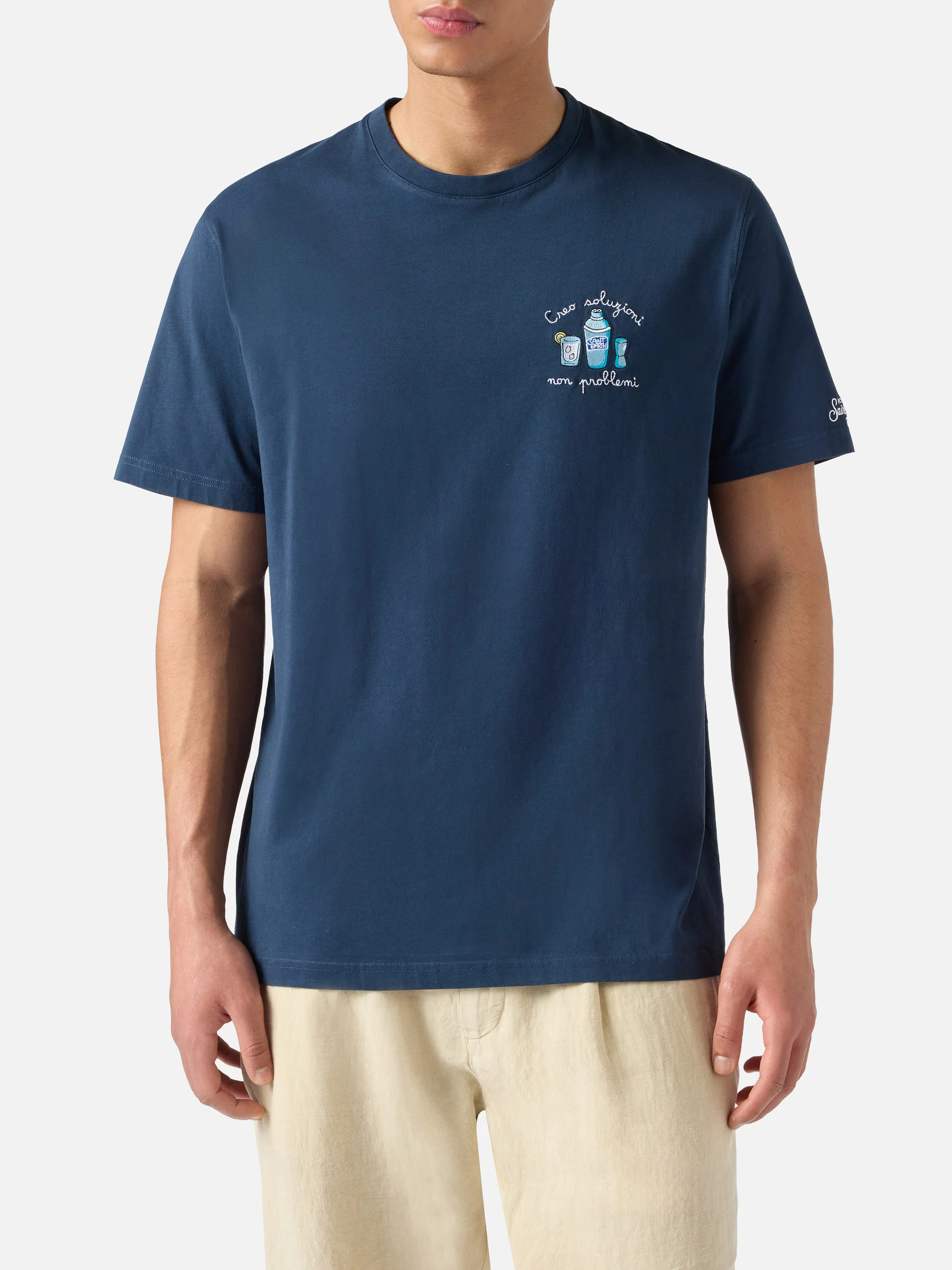 T-shirt Portofino blu con ricamo Creo Soluzioni Non Problemi - Image 3