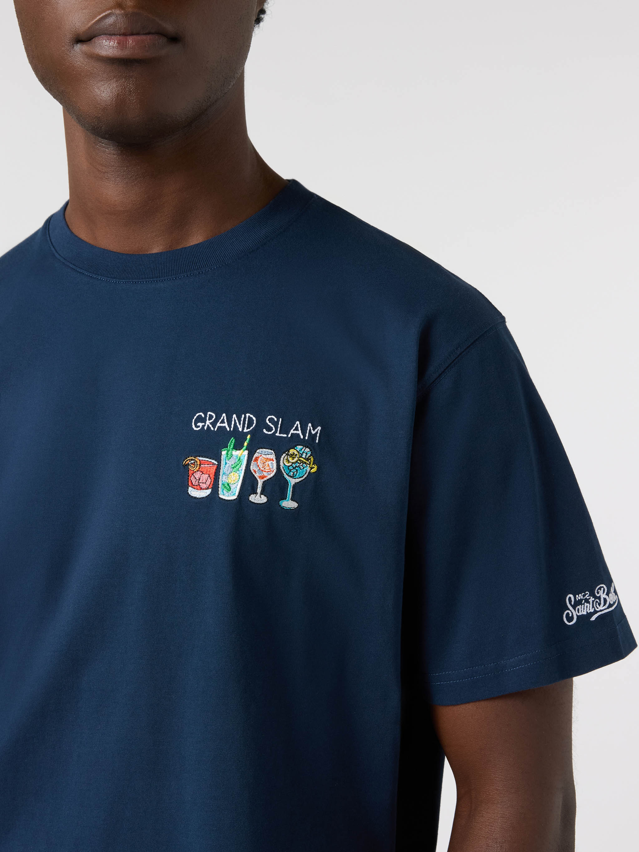 T-shirt Portofino blu con ricamo Grand Slam - Image 2