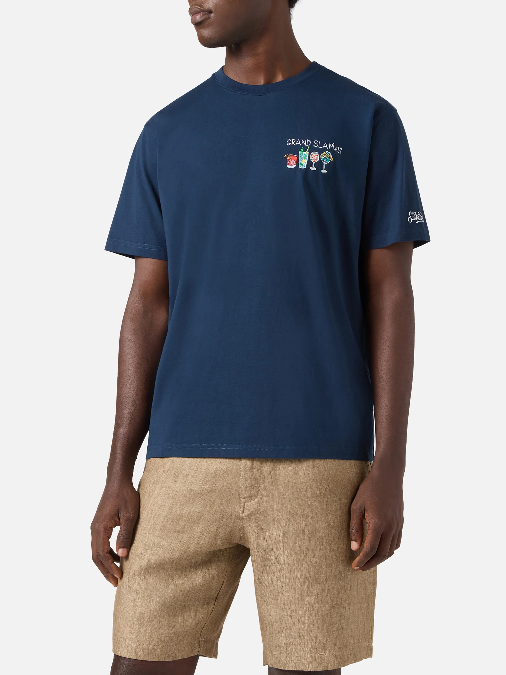 T-shirt Portofino blu con ricamo Grand Slam - Image 3