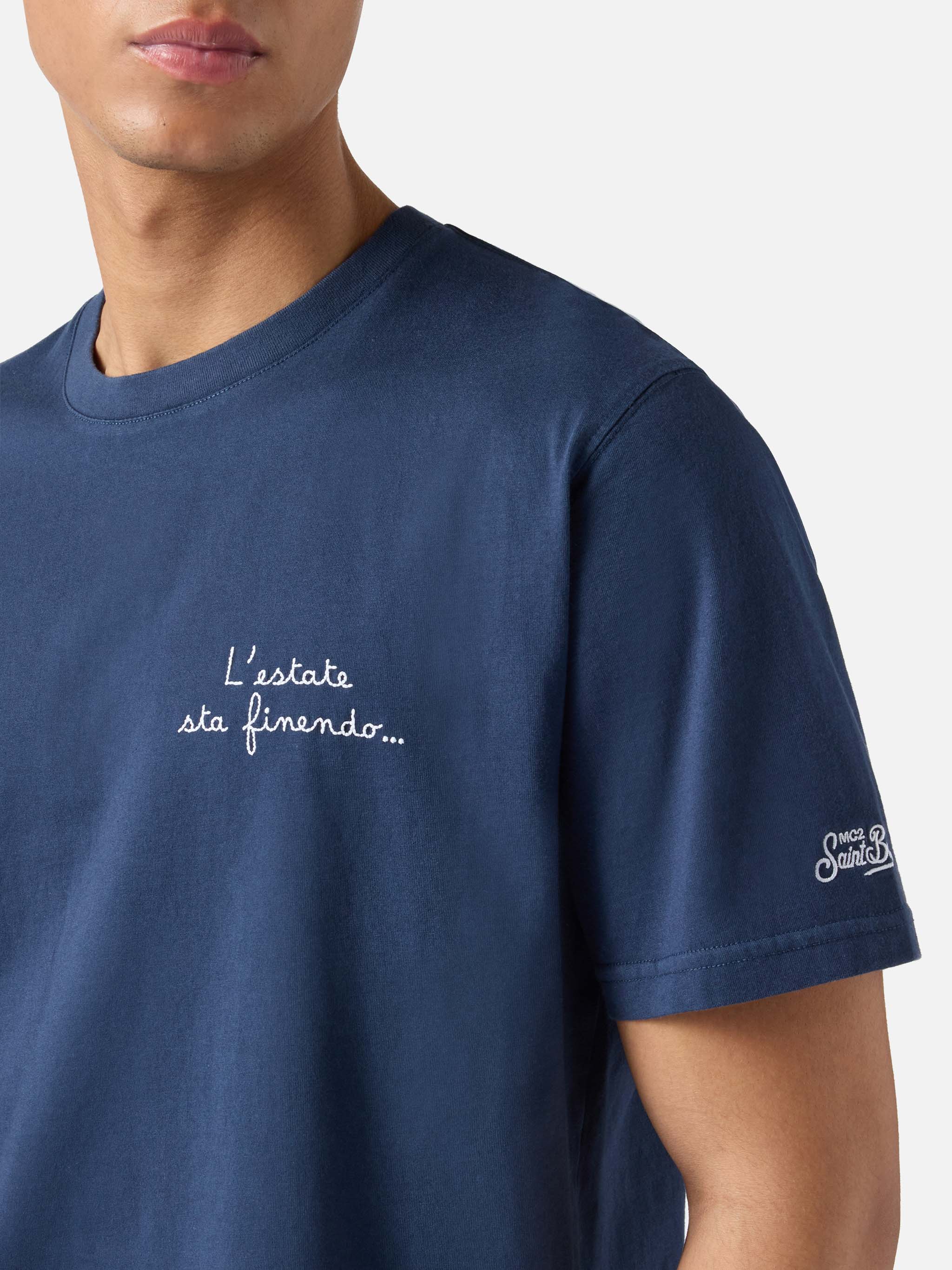 T-shirt Portofino blu con ricamo L'estate Sta Finendo - Image 2
