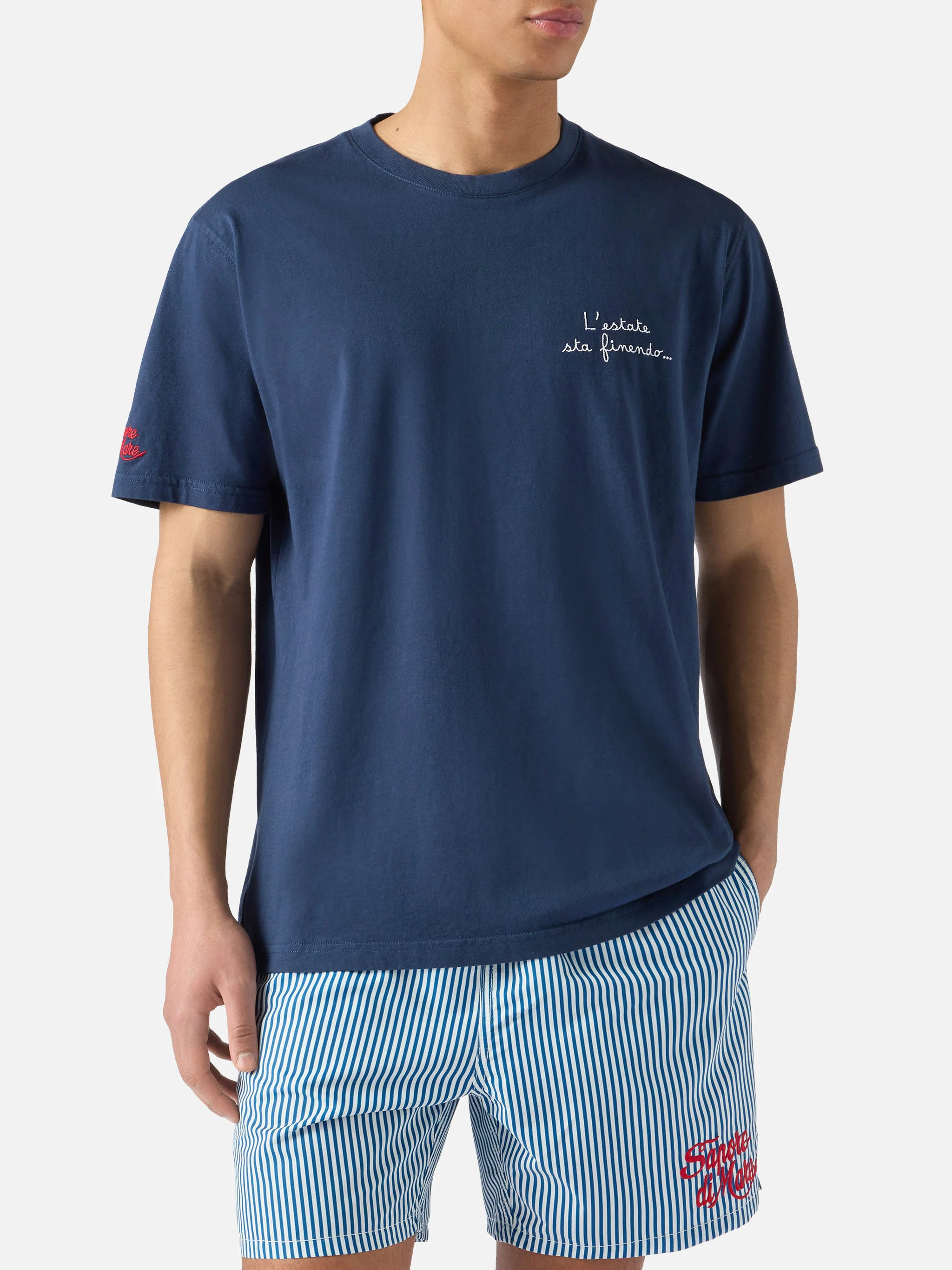 T-shirt Portofino blu con ricamo L'estate Sta Finendo - Image 3