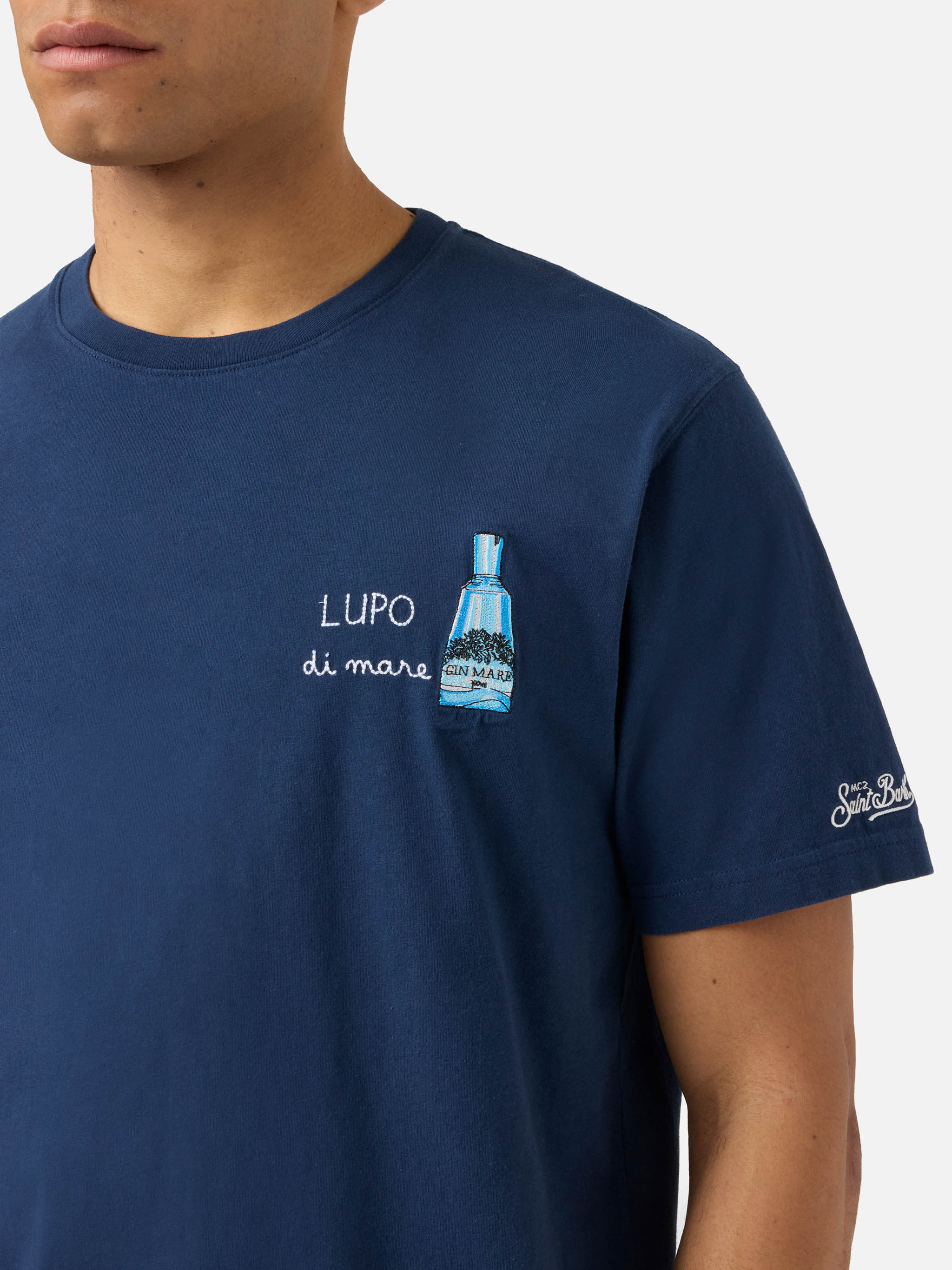 T-shirt Portofino blu con ricamo Lupo Di Mare | Special Edition - Image 2