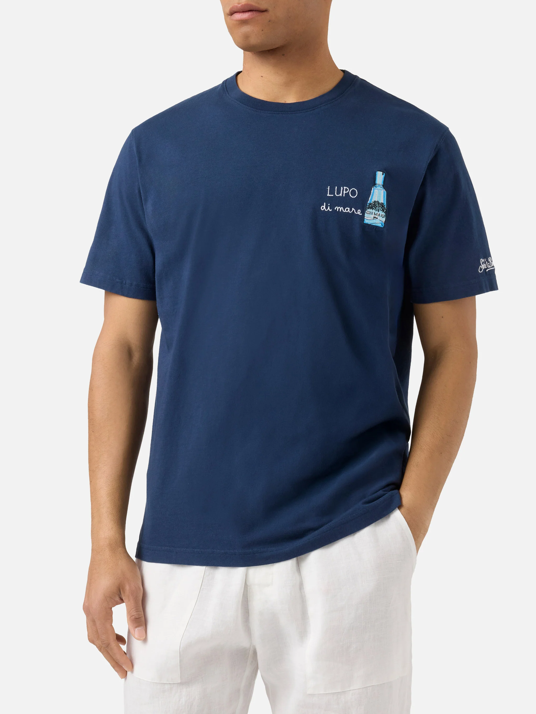 T-shirt Portofino blu con ricamo Lupo Di Mare | Special Edition - Image 3