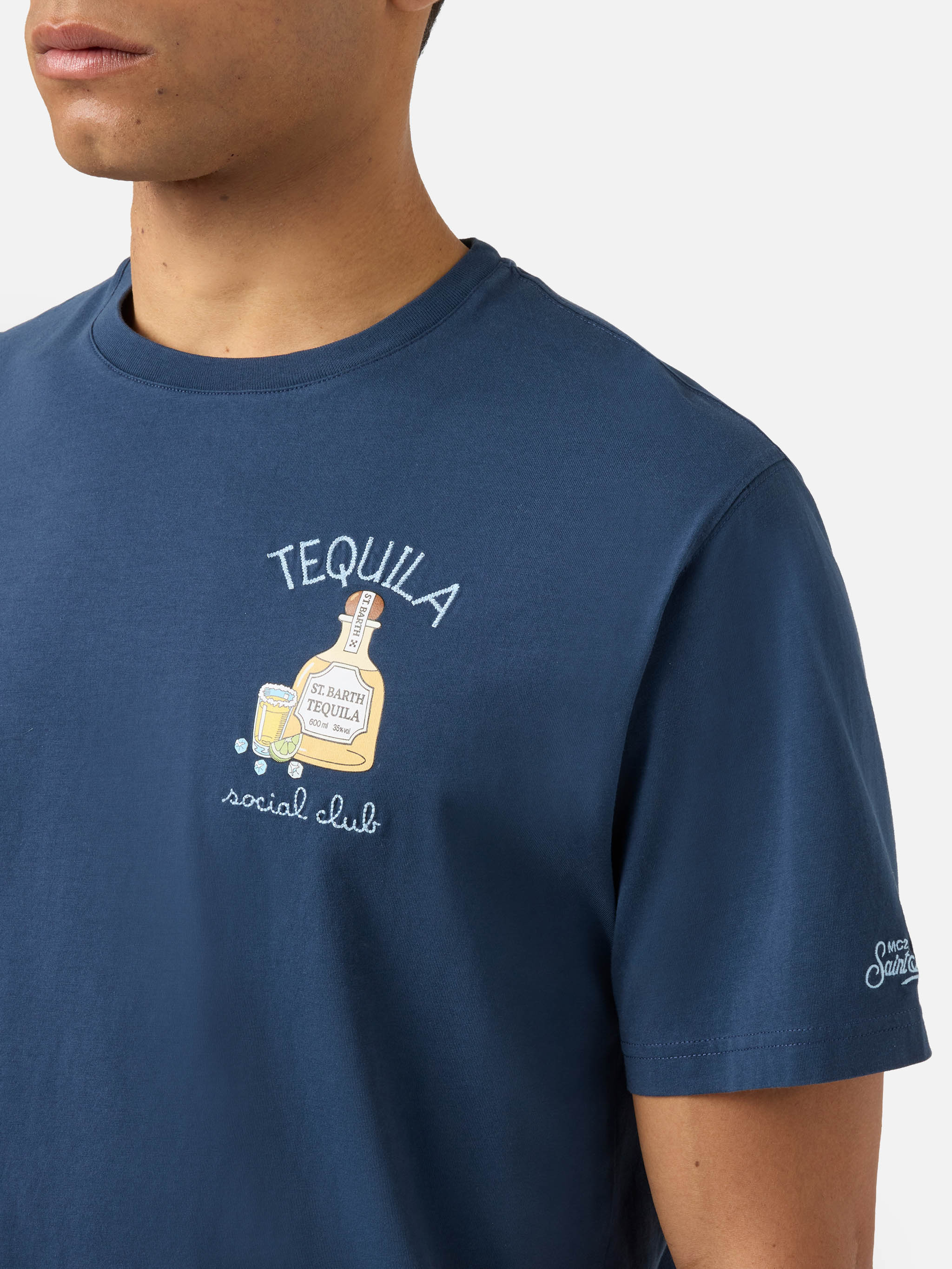 T-shirt Portofino blu con ricamo Tequila Social Club - Image 2