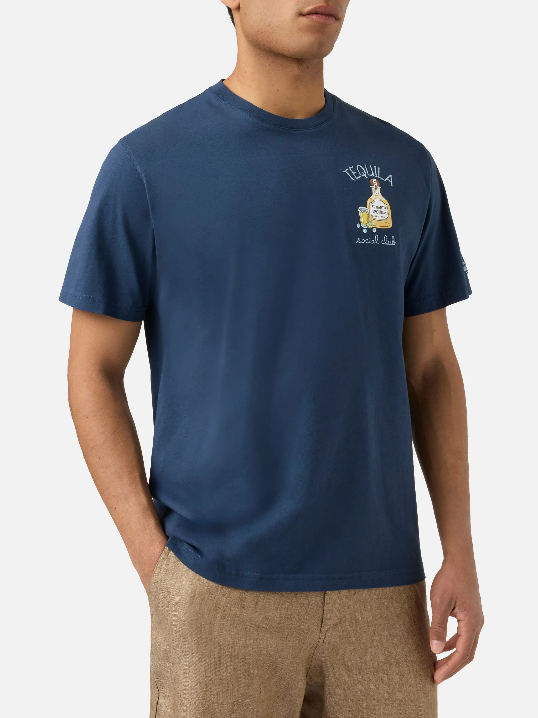 T-shirt Portofino blu con ricamo Tequila Social Club - Image 3